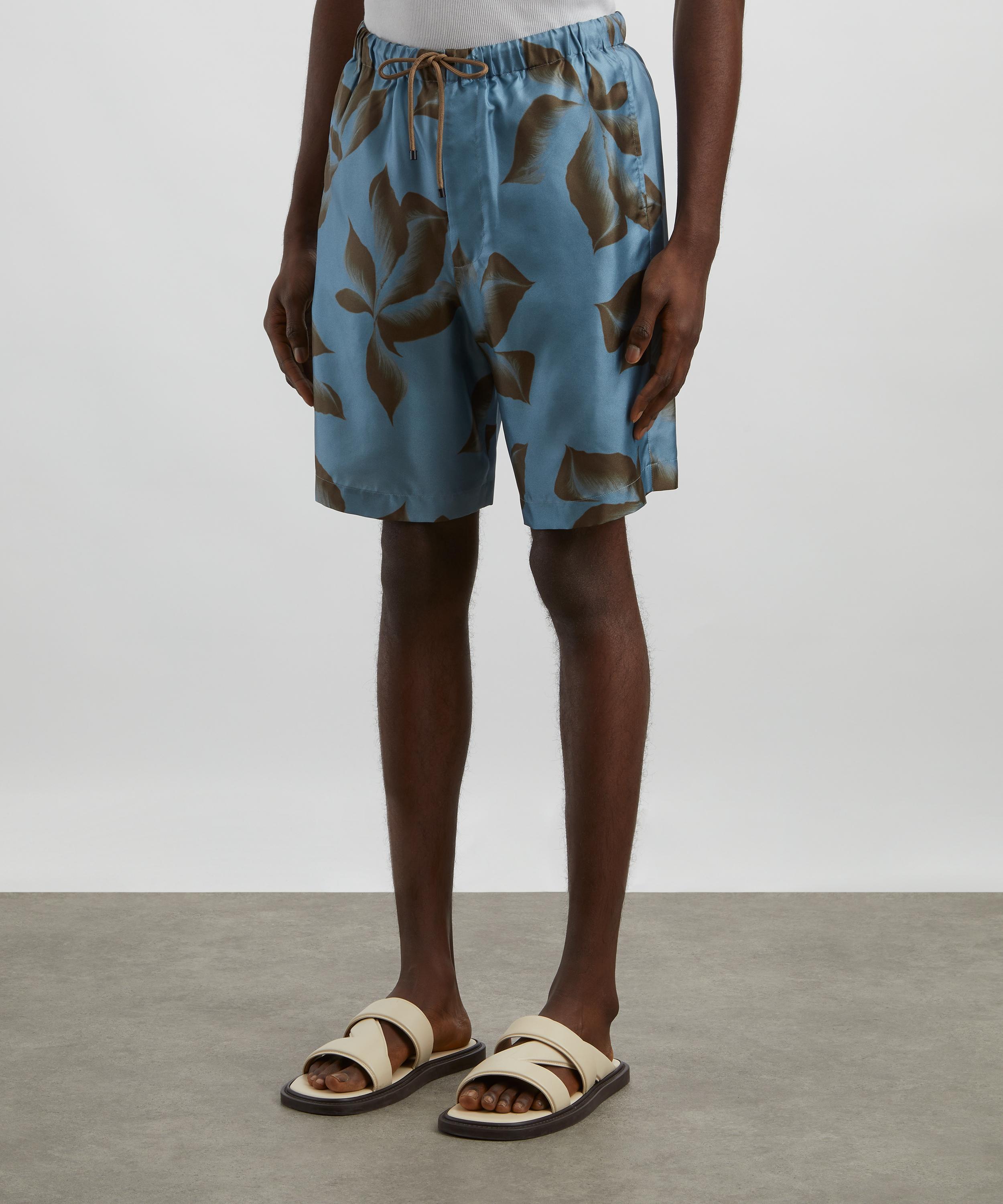 Dries Van Noten - Suminagashi Petals Silk Drawstring Shorts image number 2