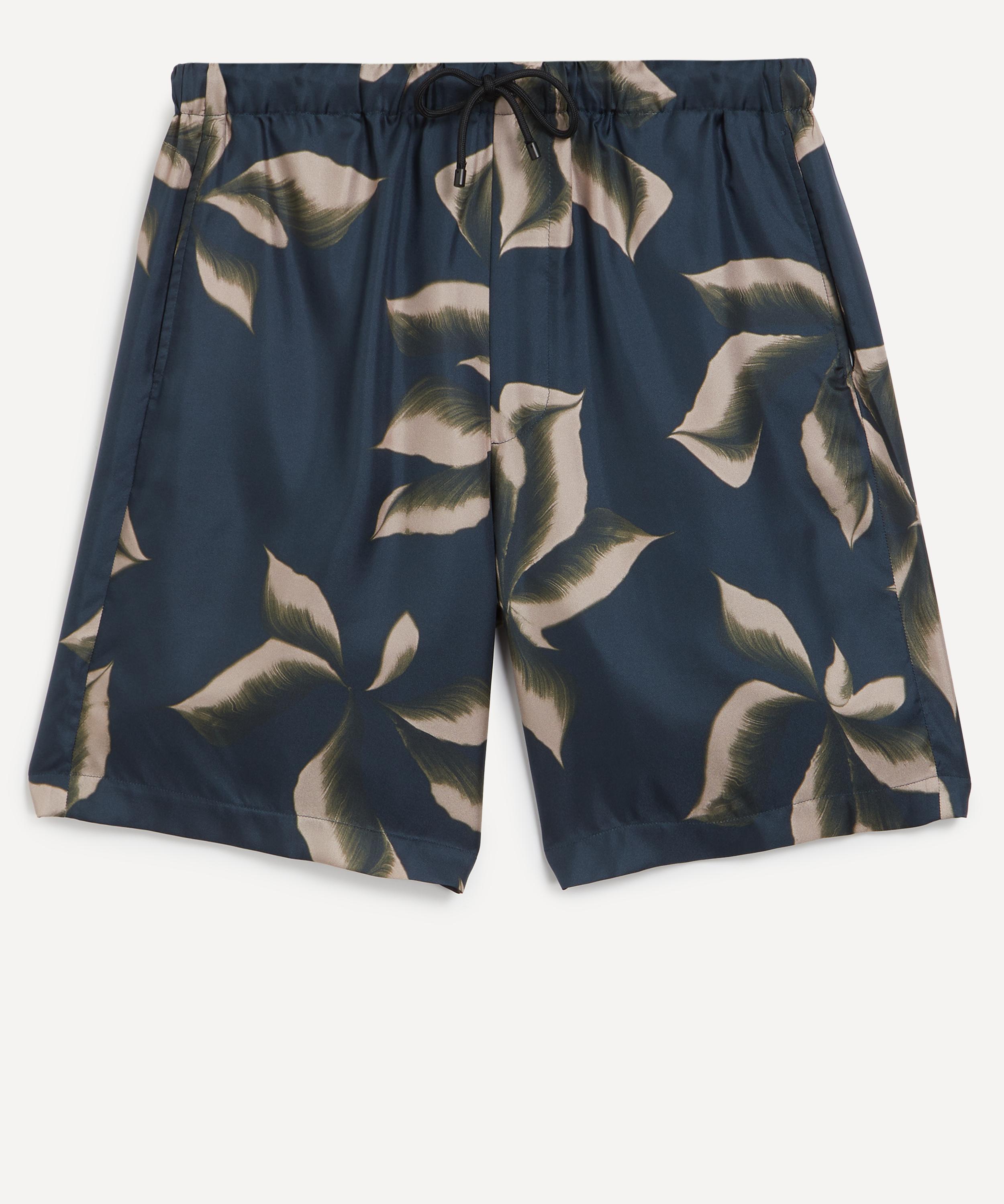 Dries Van Noten - Suminagashi Petals Silk Drawstring Shorts image number 0