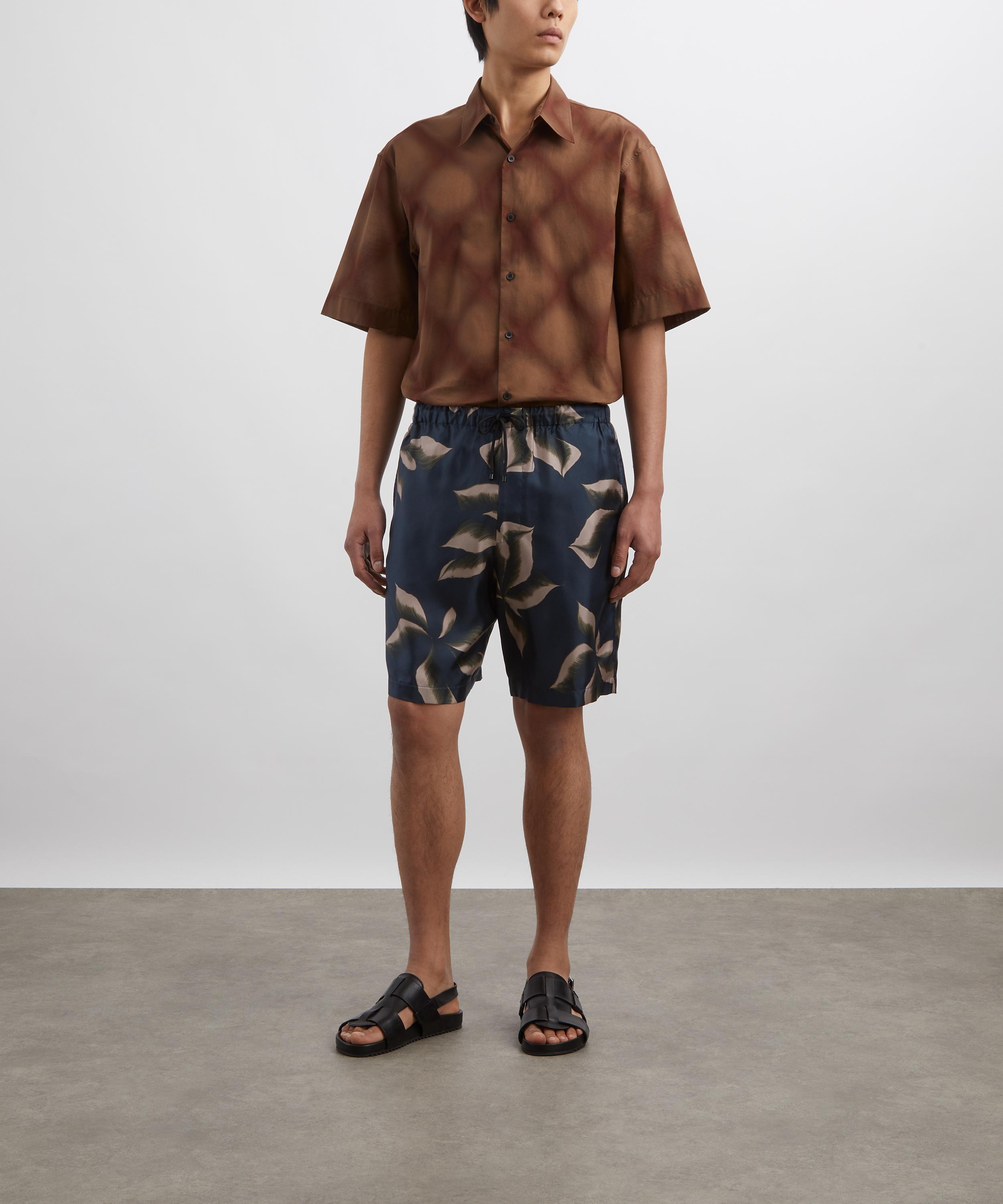 Dries Van Noten - Suminagashi Petals Silk Drawstring Shorts image number 1