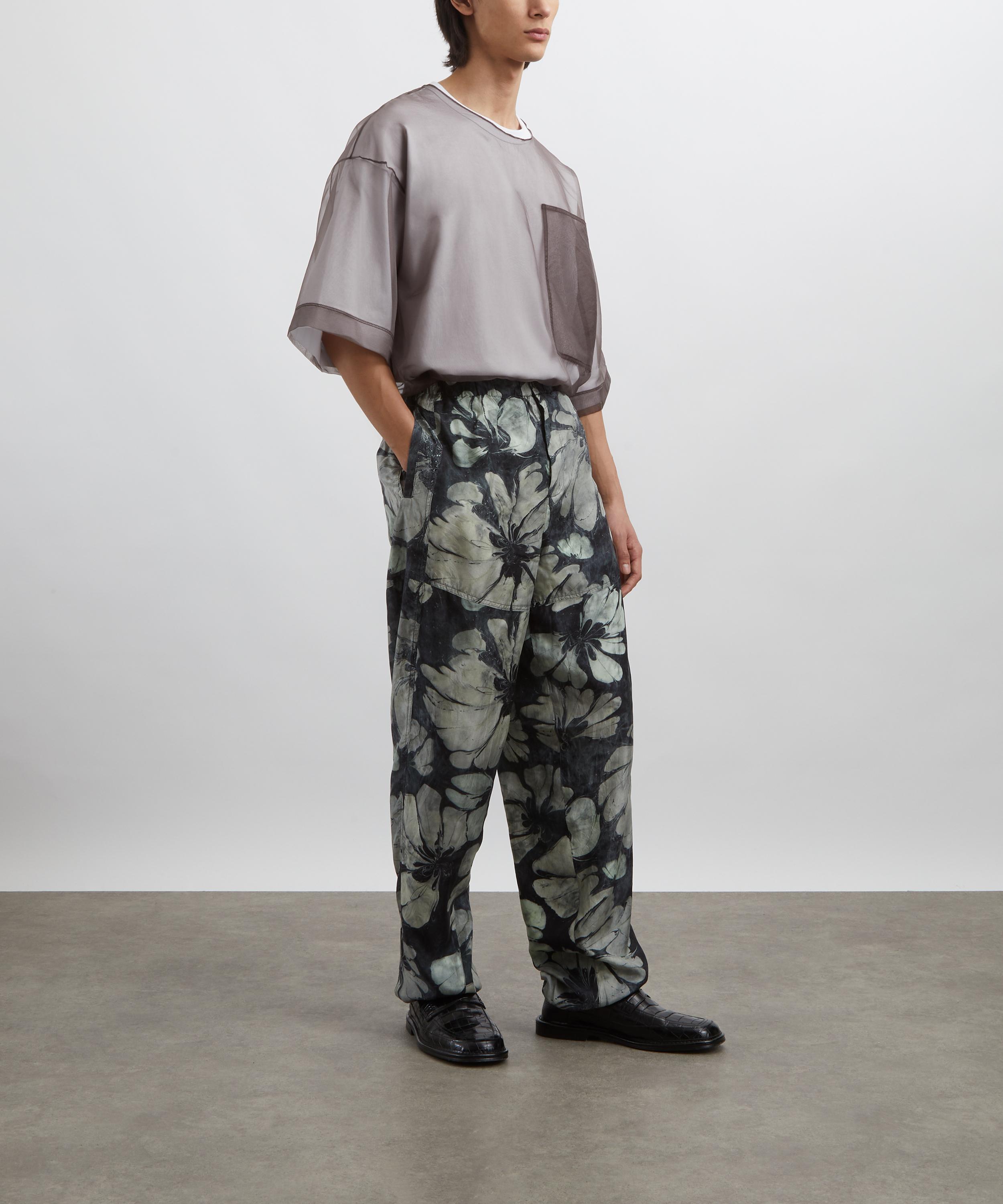 Dries Van Noten - Suminagashi Flower Silk Trousers image number 1