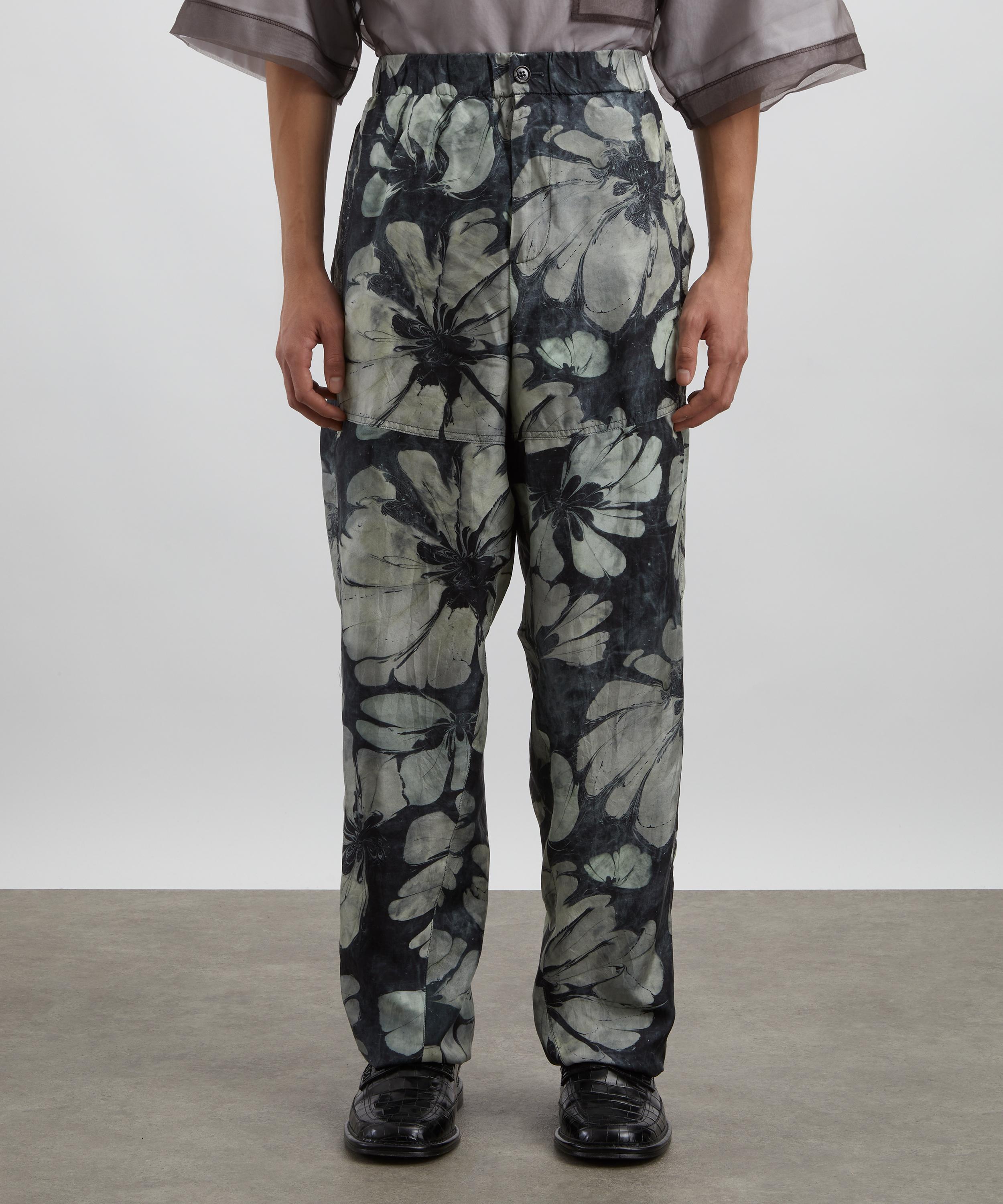 Dries Van Noten - Suminagashi Flower Silk Trousers image number 2