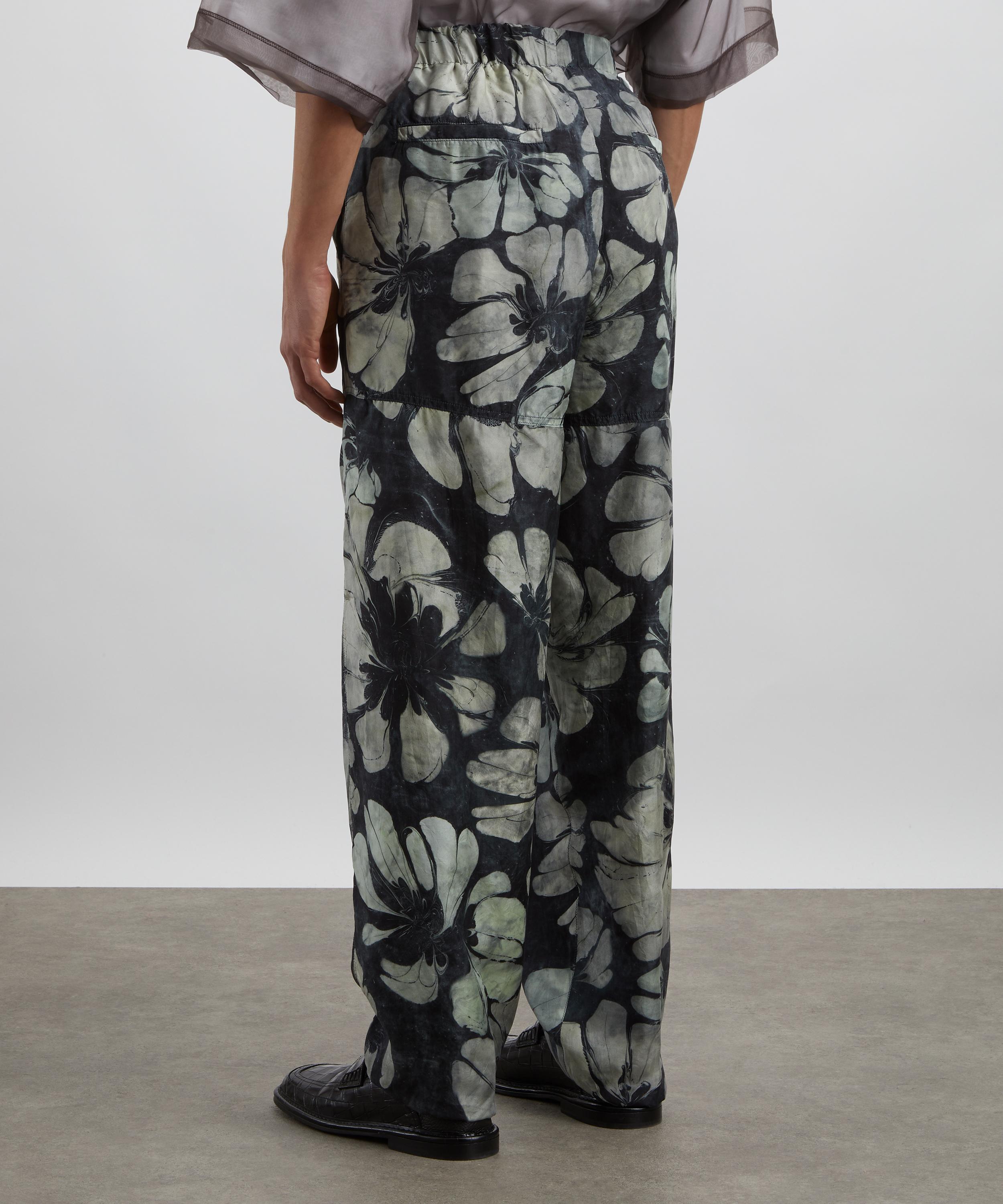 Dries Van Noten - Suminagashi Flower Silk Trousers image number 3