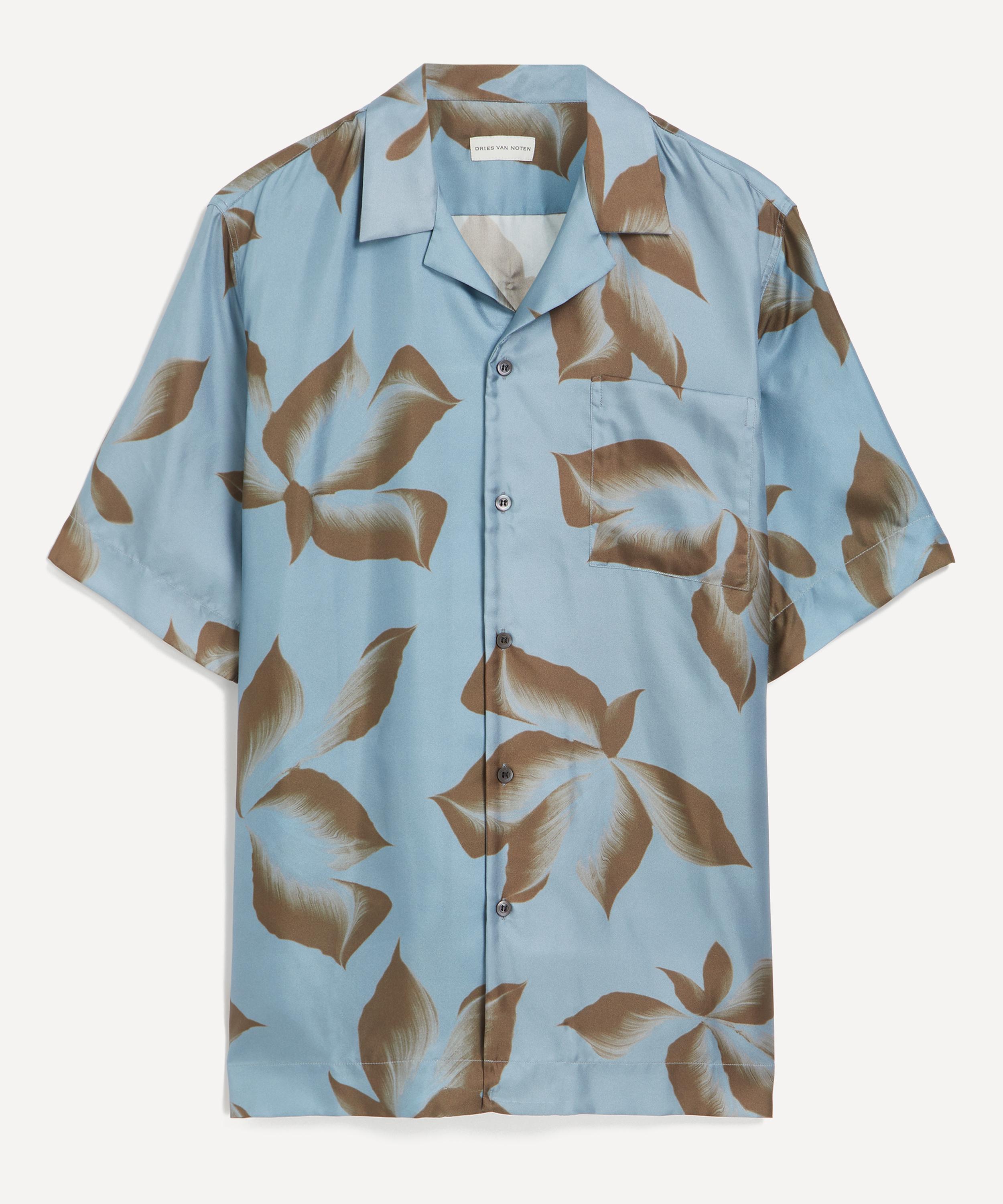 Dries Van Noten - Suminagashi Petals Silk Short-Sleeve Shirt image number 0