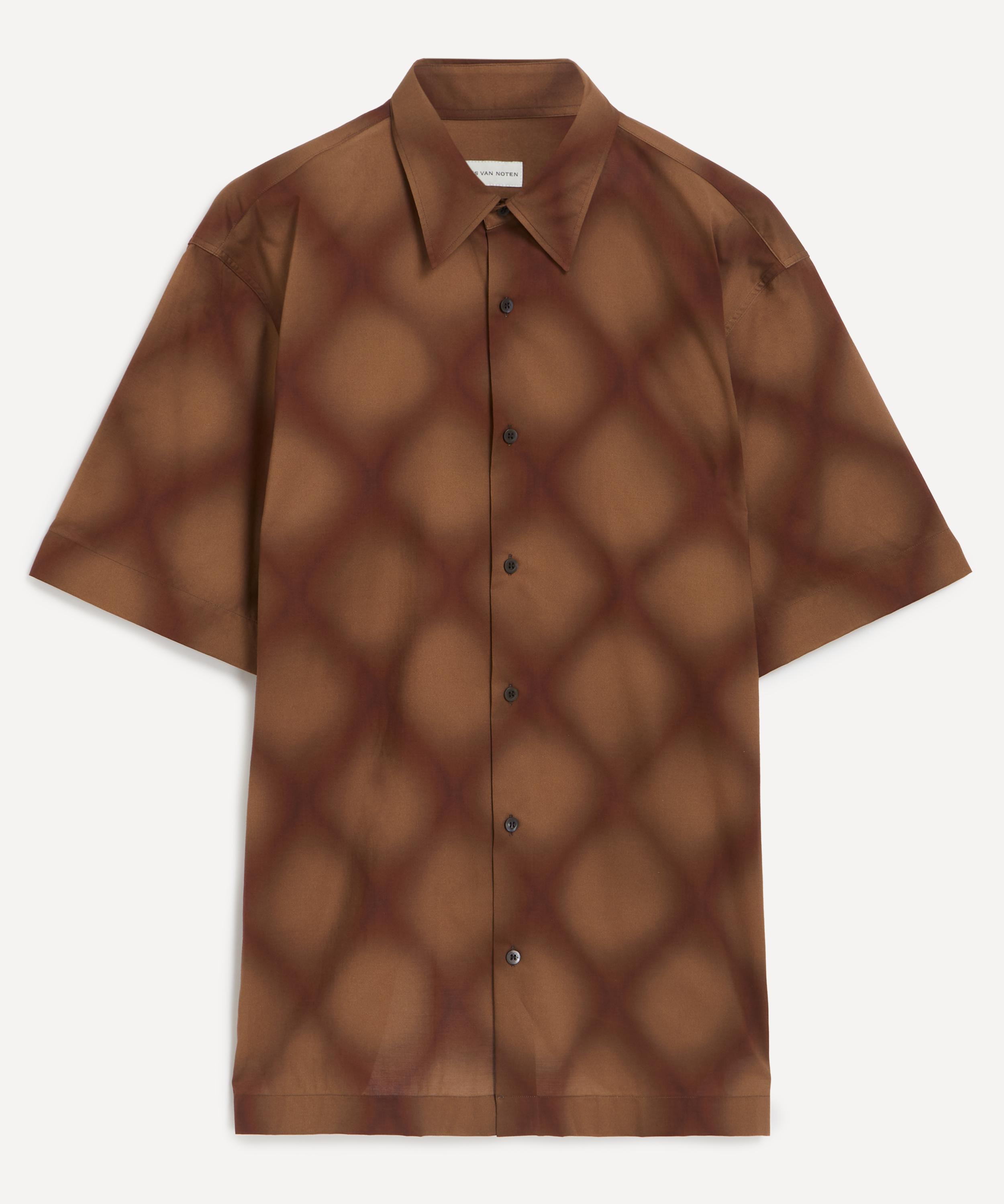 Dries Van Noten - Burgundy Diamond Tie-Dye Short Sleeve Shirt image number 0