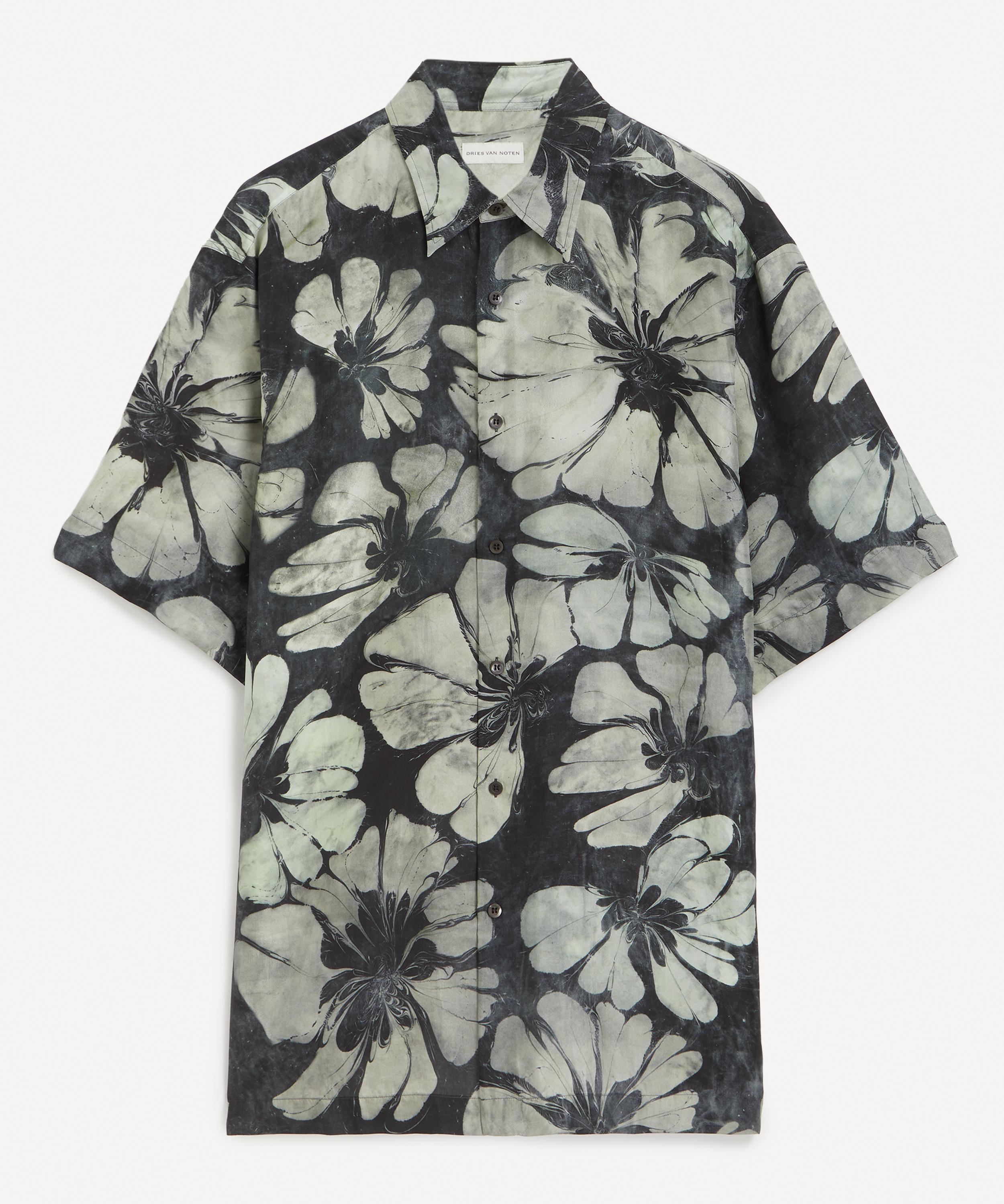 Dries Van Noten - Silk Suminagashi Flower Short Sleeve Shirt image number 0