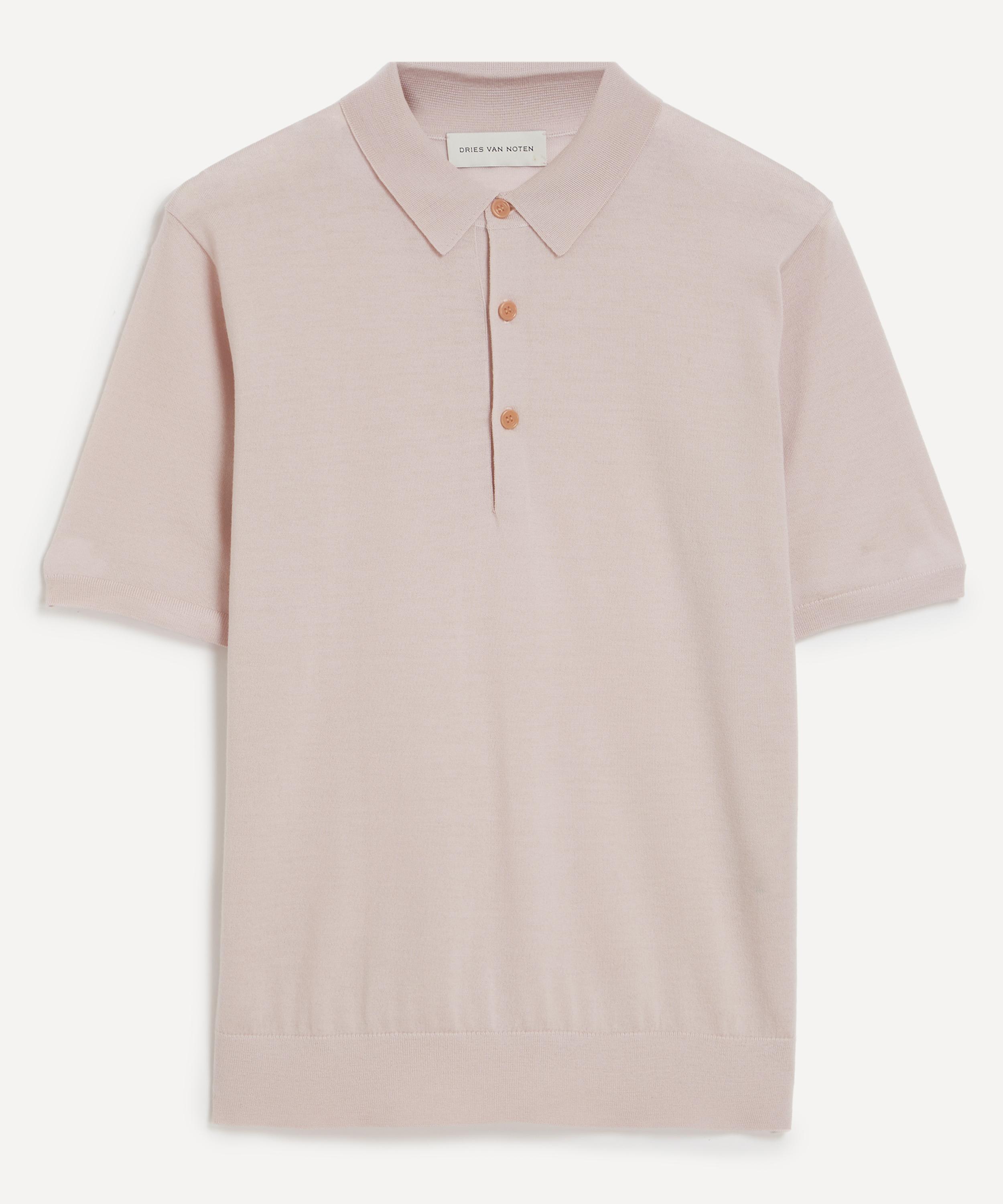 Dries Van Noten - Light Rose Wool Polo Shirt image number 0