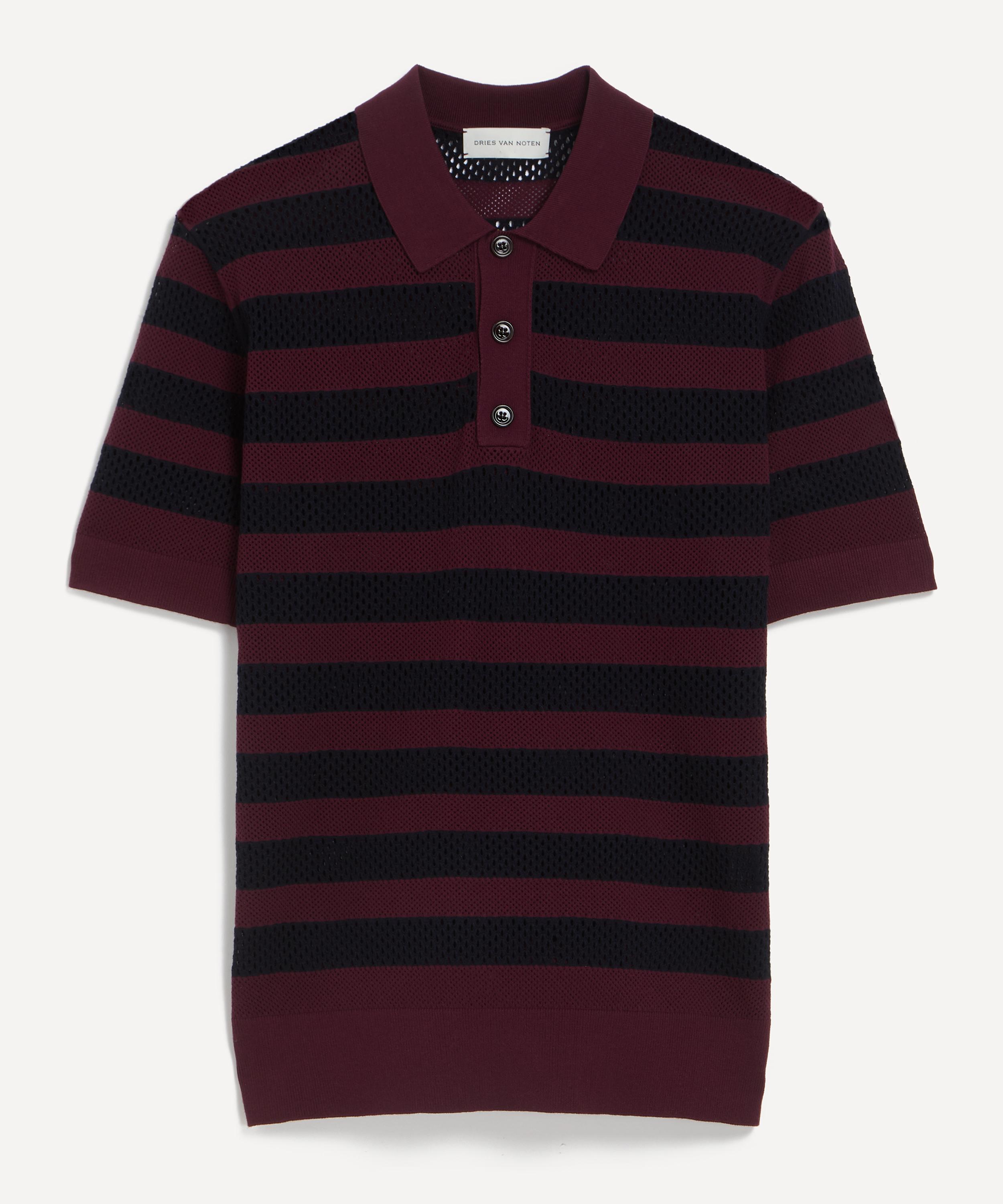 Dries Van Noten - Striped Open-Knit Polo image number 0