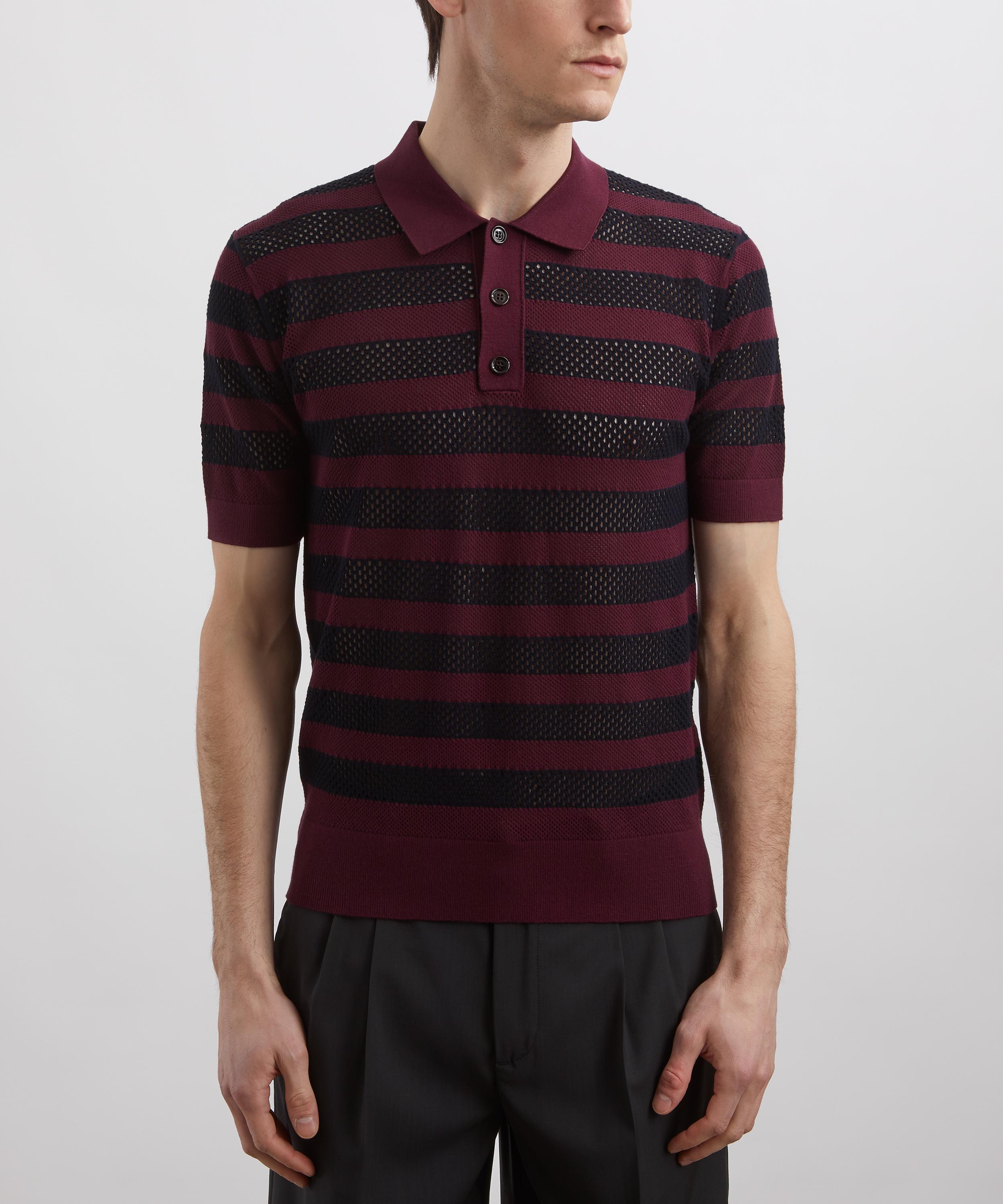 Dries Van Noten - Striped Open-Knit Polo image number 2