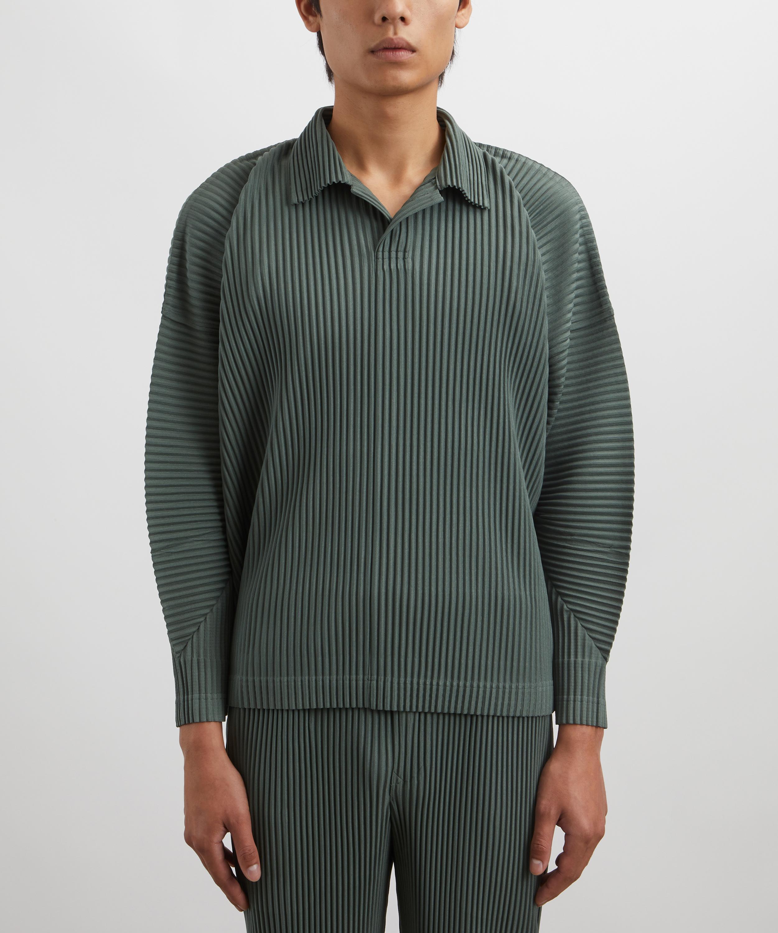 HOMME PLISSÉ ISSEY MIYAKE - MC OCTOBER BASICS Pleated Long-Sleeve Polo Shirt image number 2