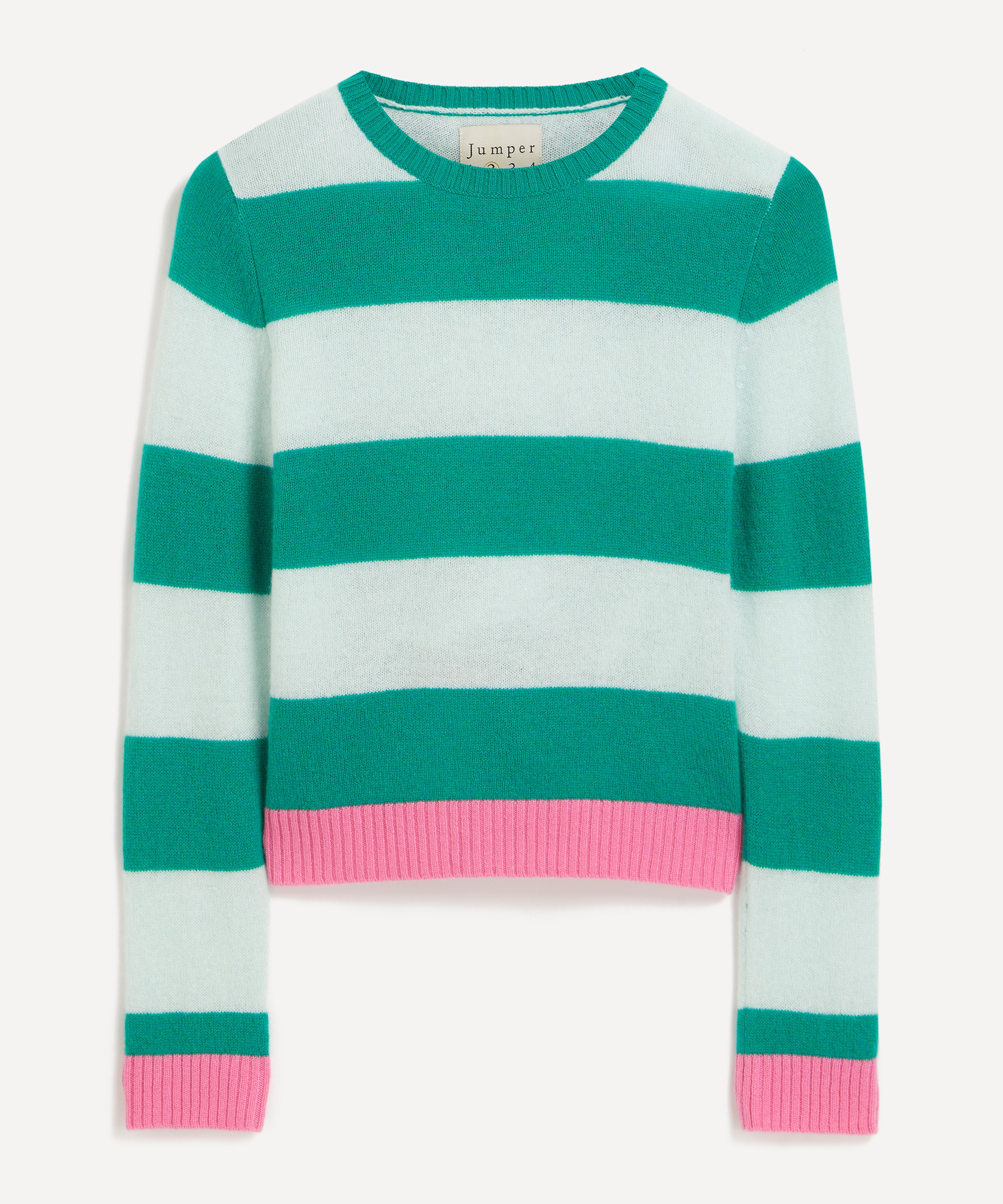 Jumper 1234 - Contrast Stripe Crew Cashmere Jumper