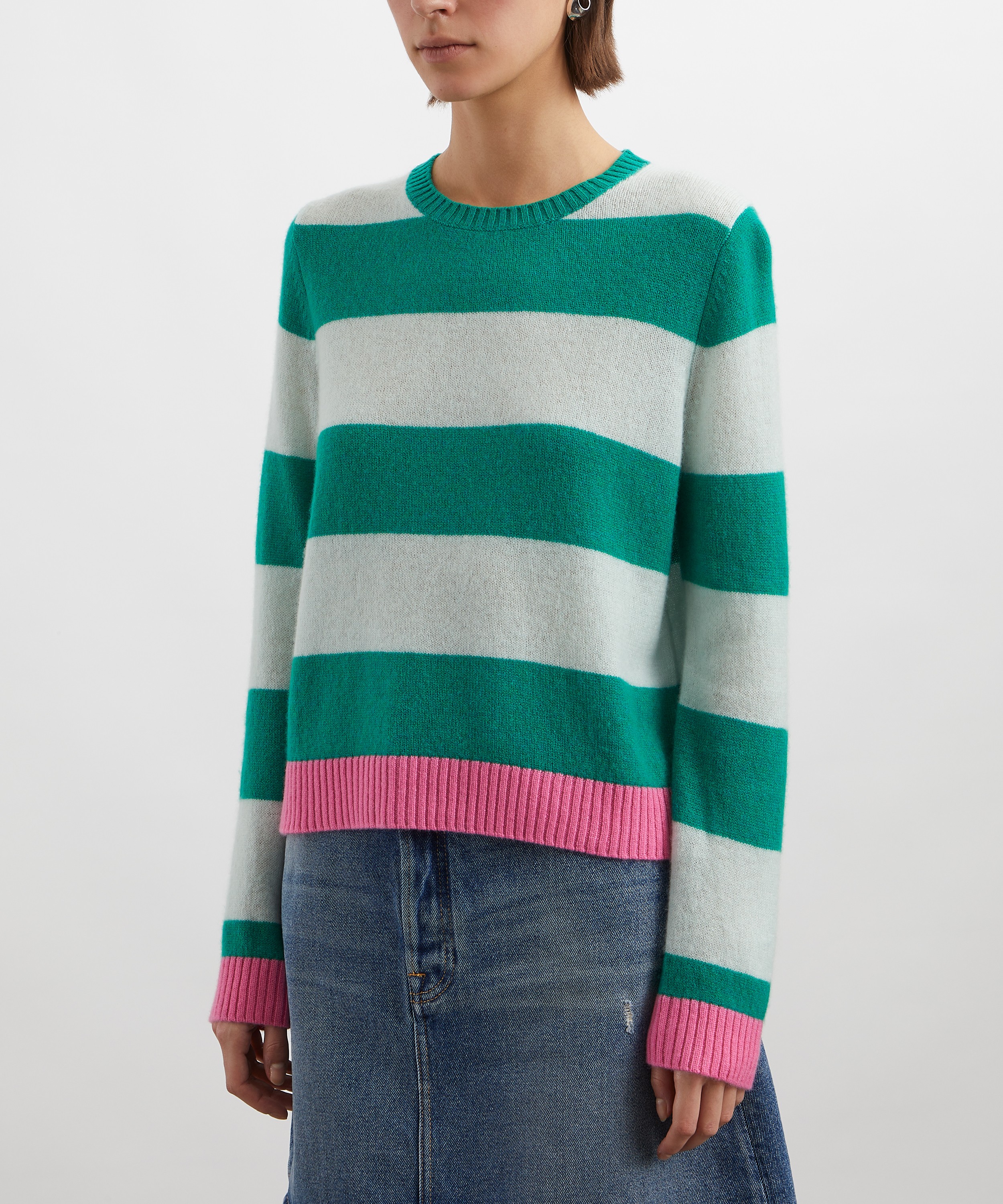 Jumper 1234 - Contrast Stripe Crew Cashmere Jumper image number 2