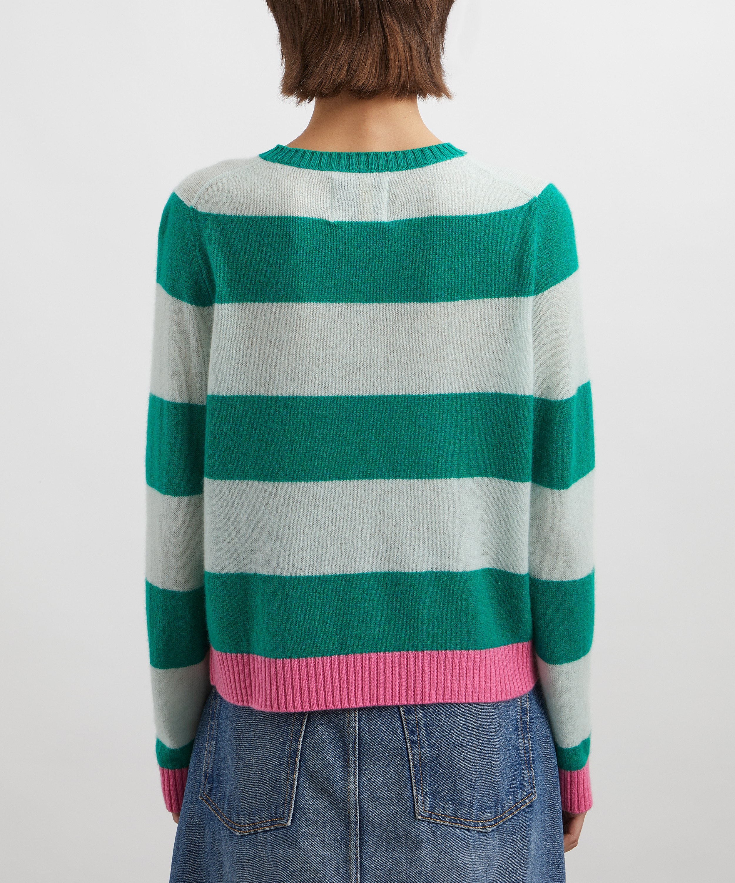 Jumper 1234 - Contrast Stripe Crew Cashmere Jumper image number 3