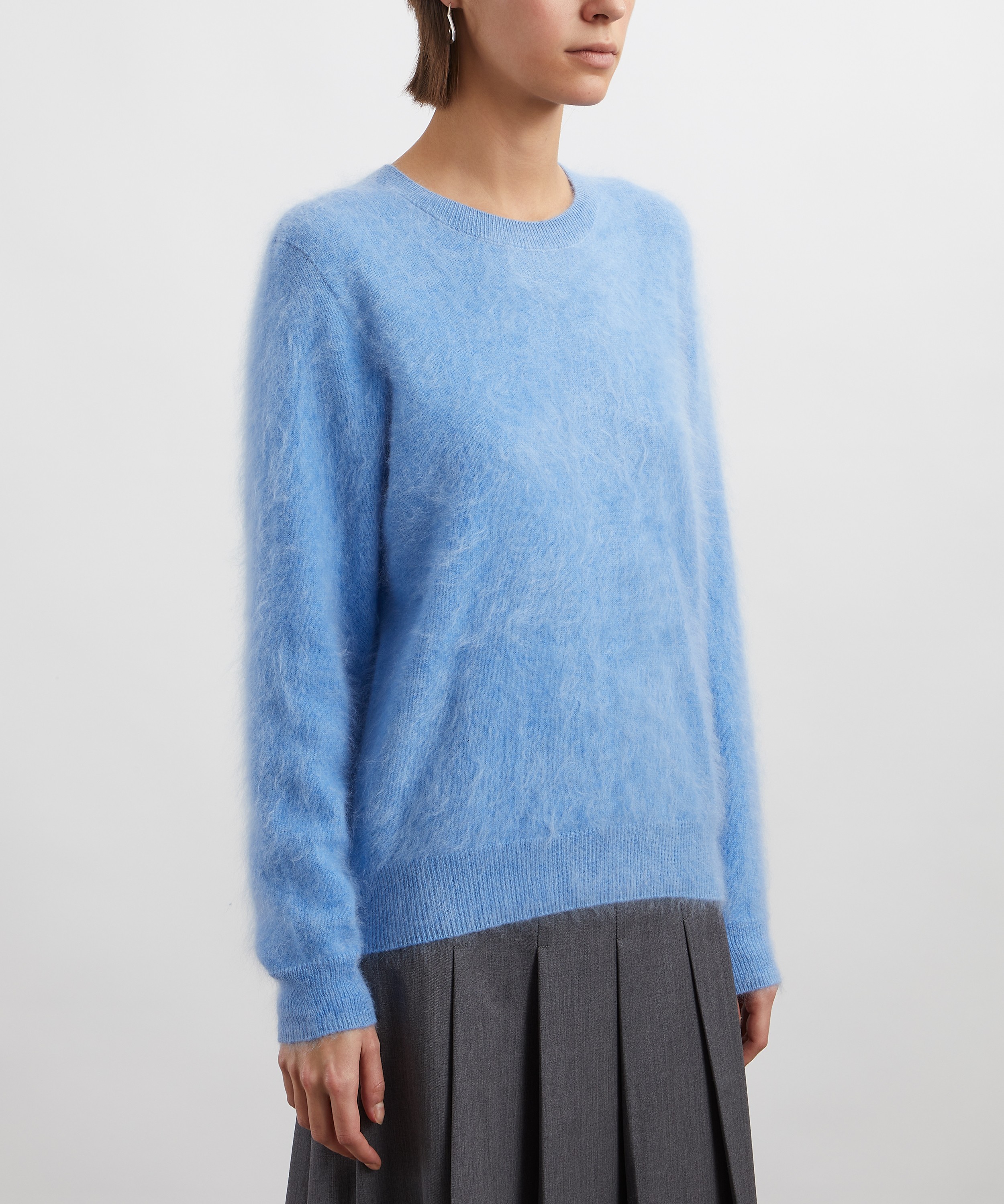 Jumper 1234 - Blue Marl Brushed Crew Cashmere Jumper image number 2