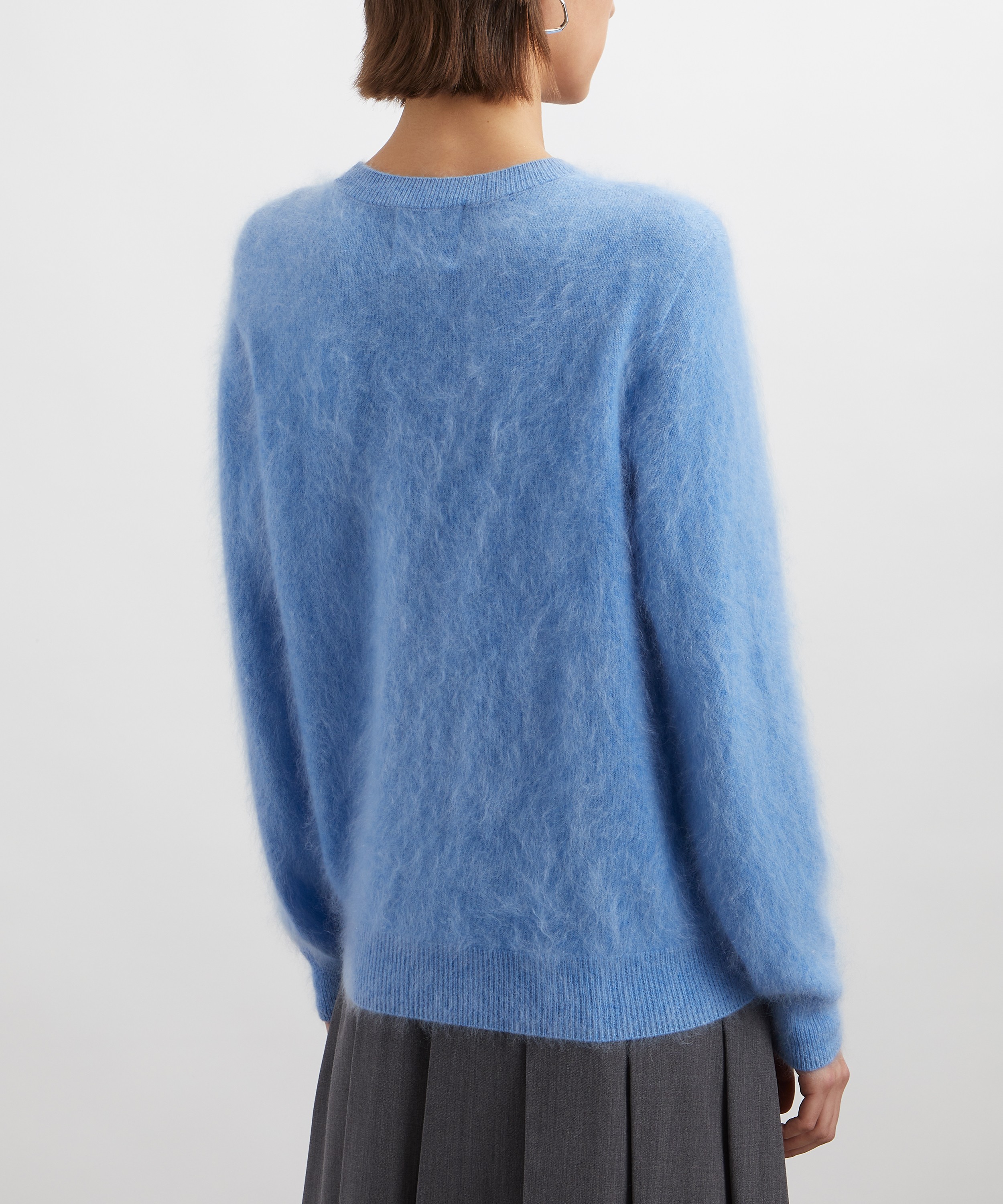 Jumper 1234 - Blue Marl Brushed Crew Cashmere Jumper image number 3