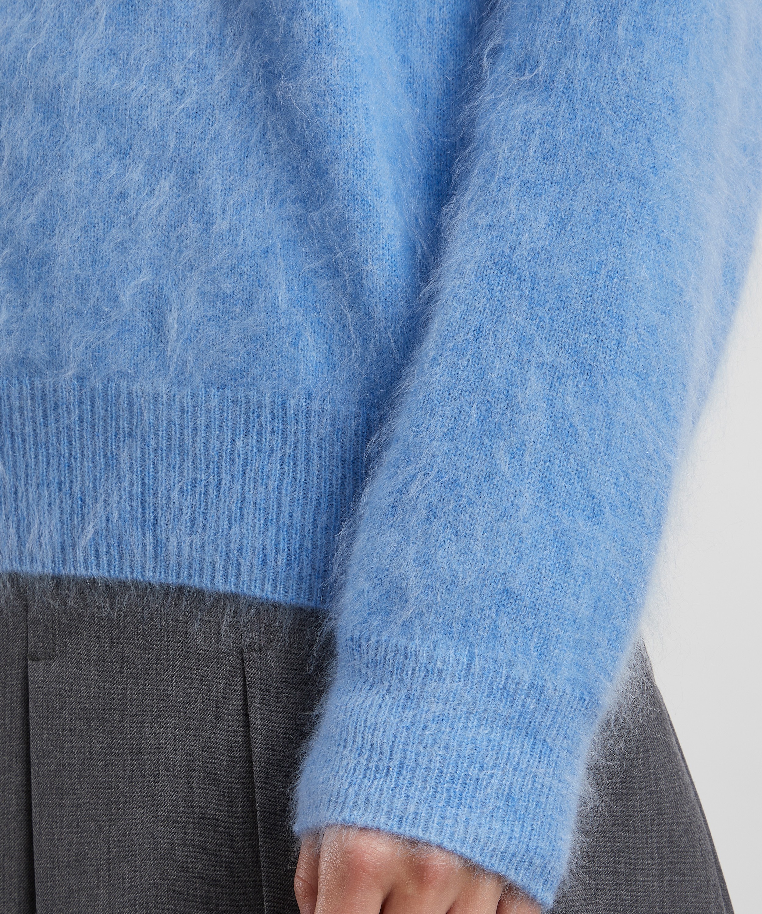 Jumper 1234 - Blue Marl Brushed Crew Cashmere Jumper image number 4