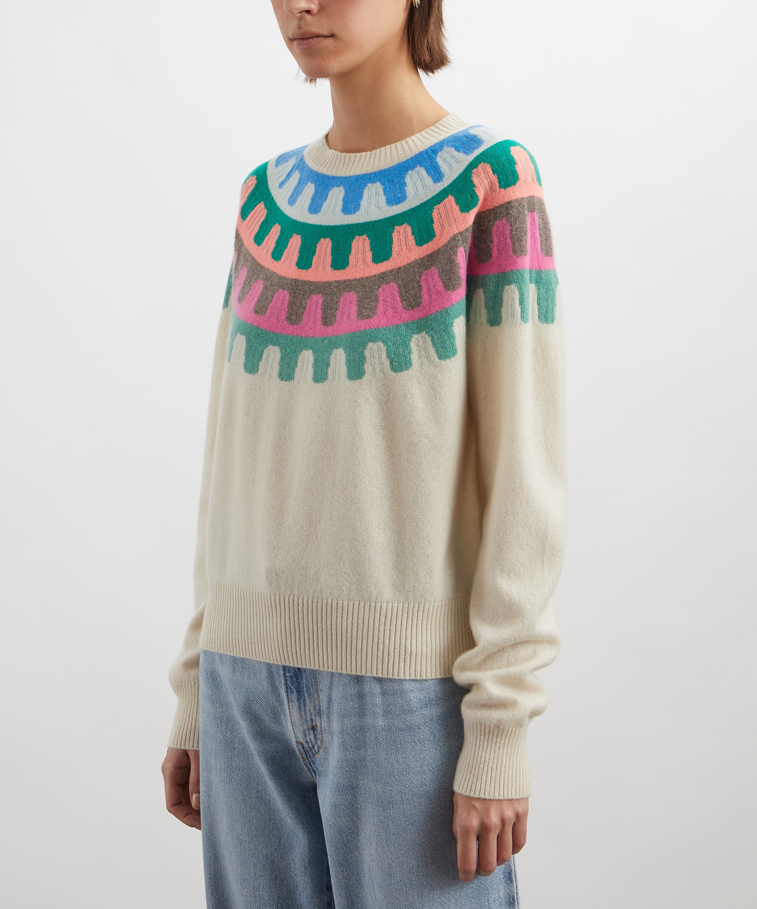 Jumper 1234 - Cream Rick Rack Crew Cashmere Jumper image number 2