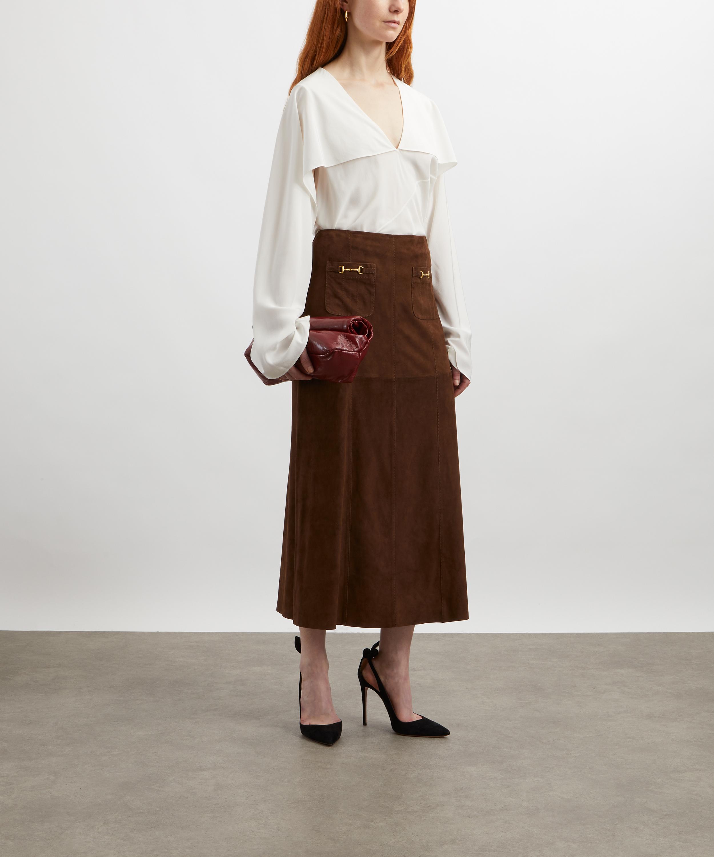 RIXO - Edwina Suede Midi Skirt image number 1