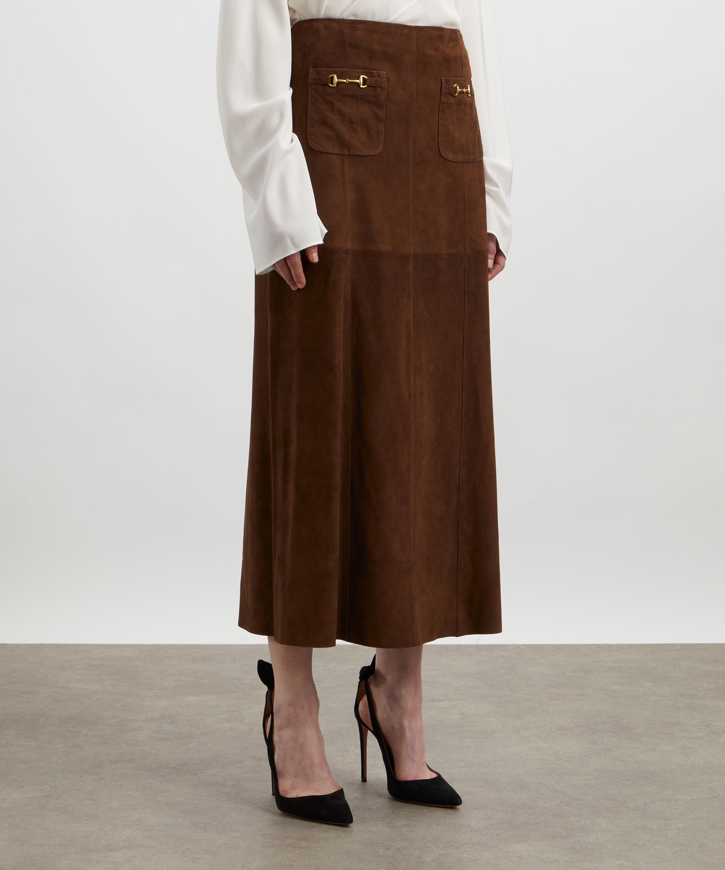 RIXO - Edwina Suede Midi Skirt image number 2