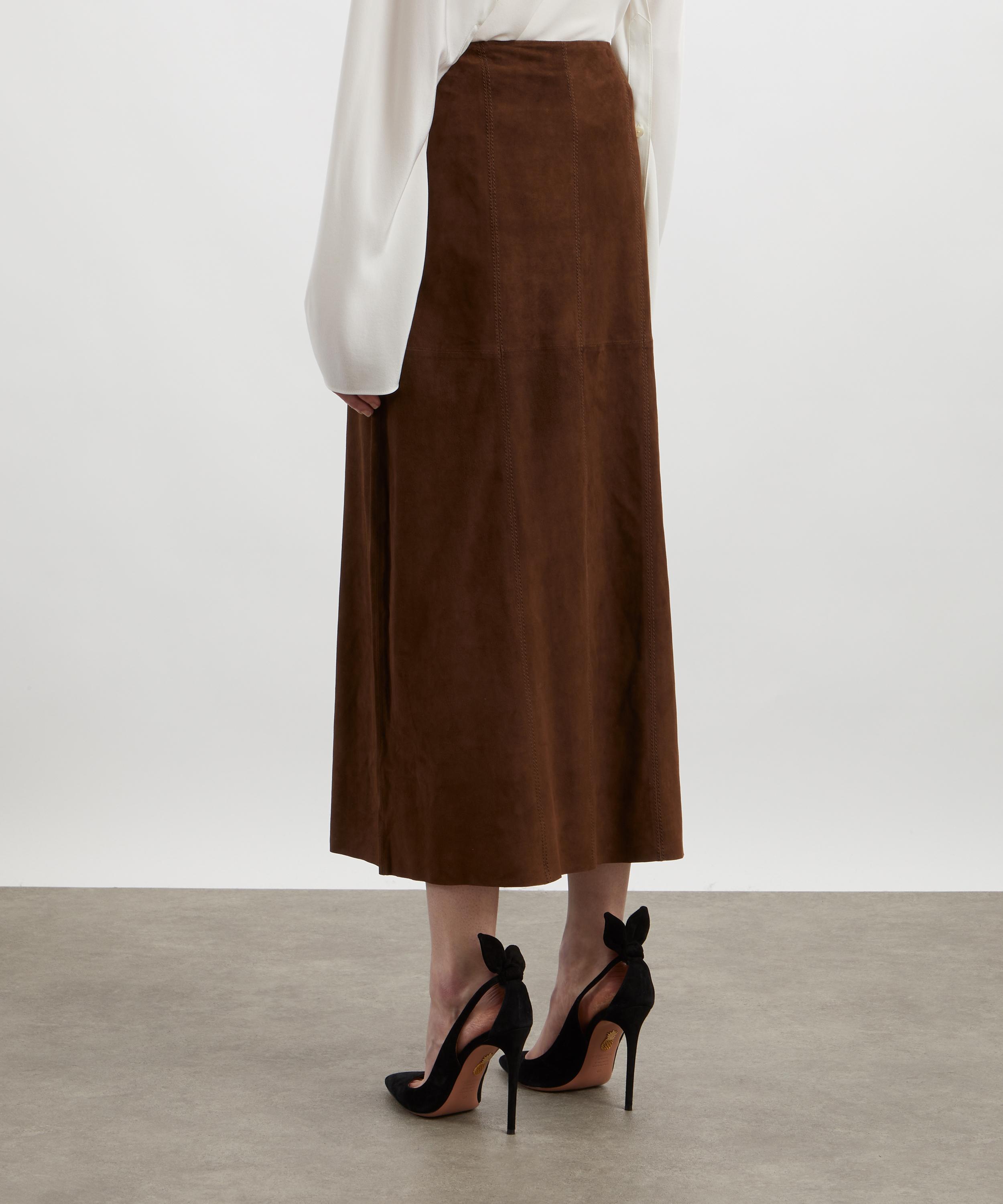 RIXO - Edwina Suede Midi Skirt image number 3