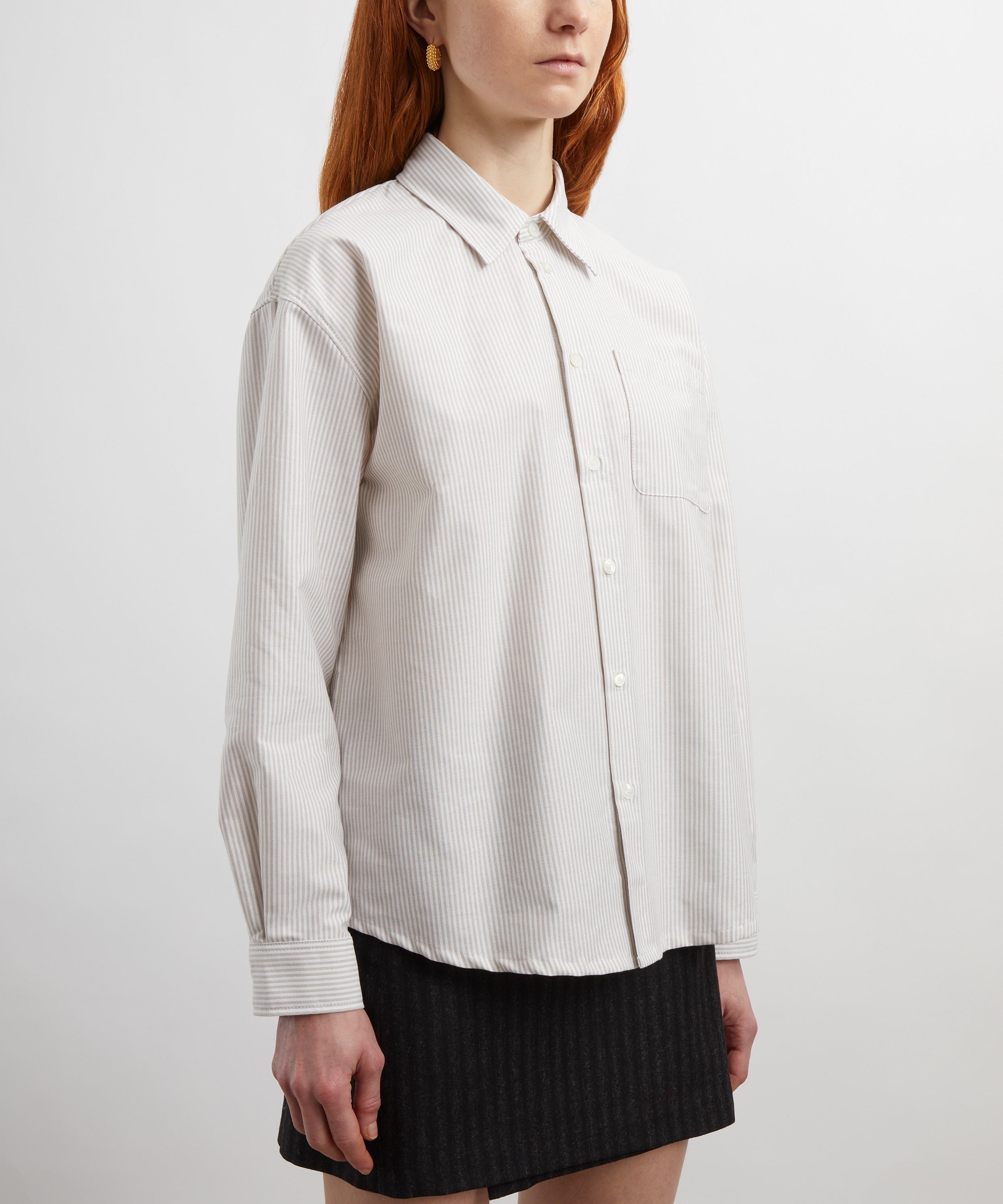 A.P.C. - Boyfriend Avec Logo Beige Stripe Shirt image number 2