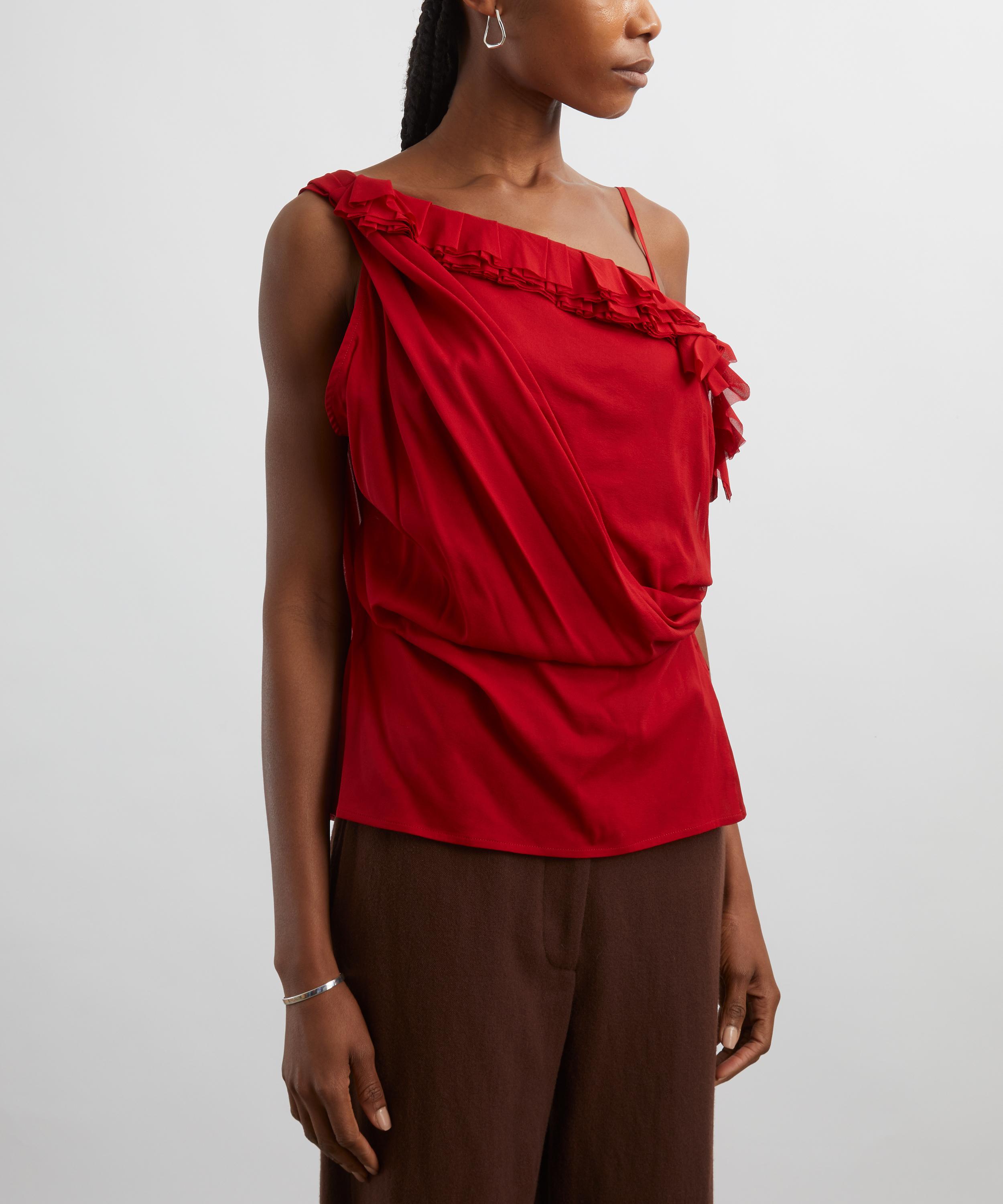 Dries Van Noten - Ruffled Silk Asymmetric Top image number 2