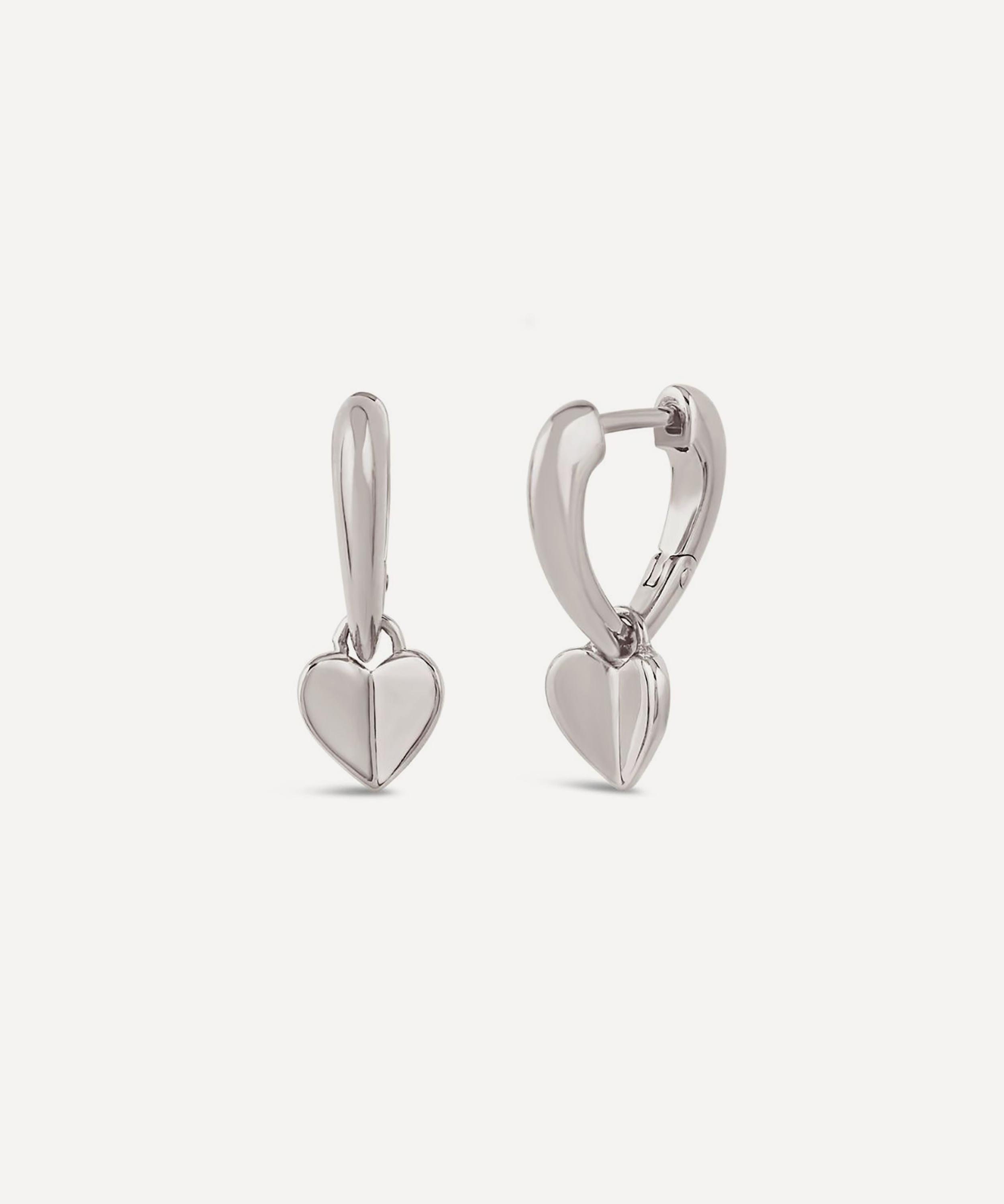 Dinny Hall - Sterling Silver Folded Heart Drop Earrings