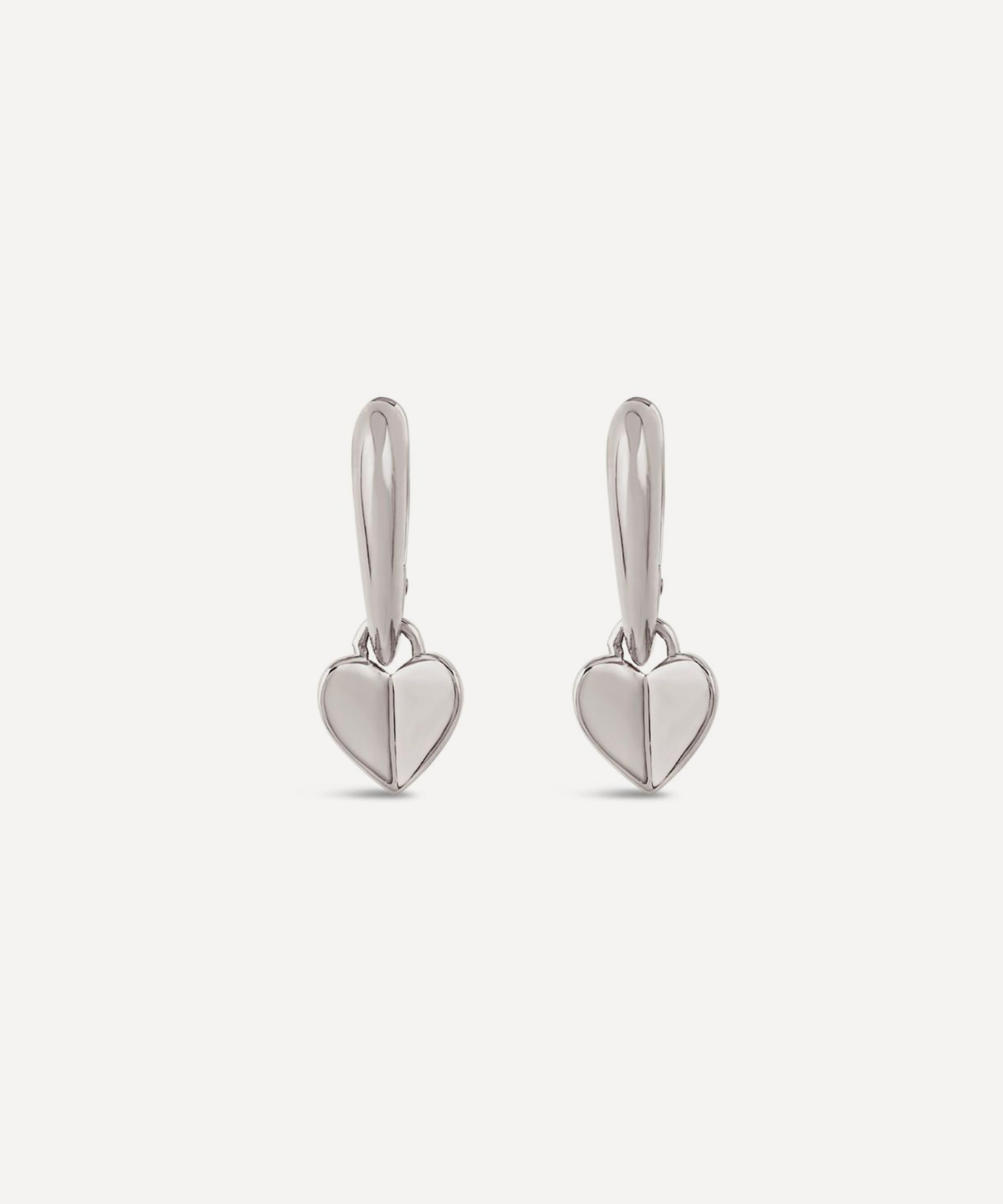 Dinny Hall - Sterling Silver Folded Heart Drop Earrings image number 1