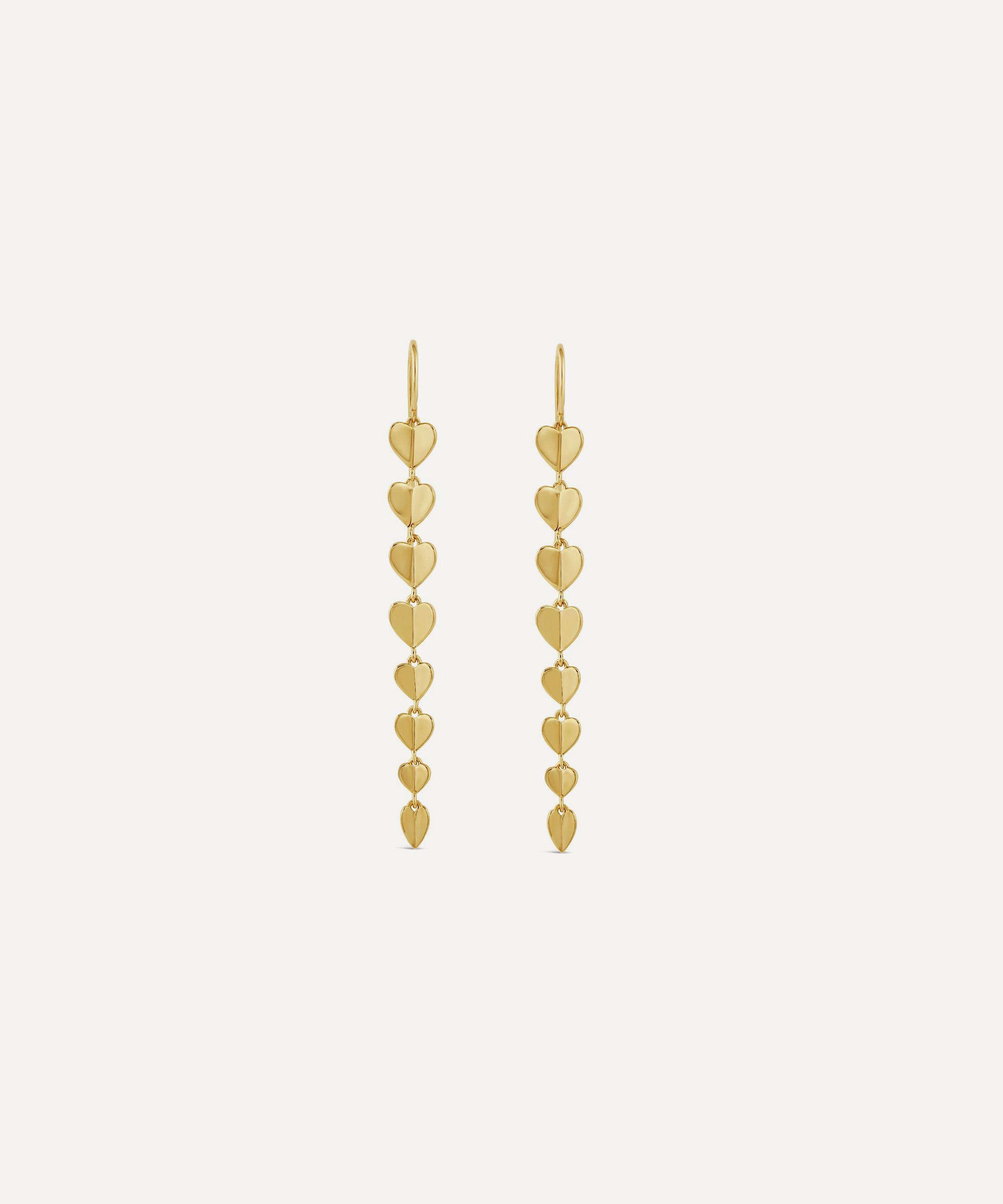 Dinny Hall - 22ct Gold-Plated Vermeil Silver Folded Heart Column Drop Earrings image number 1