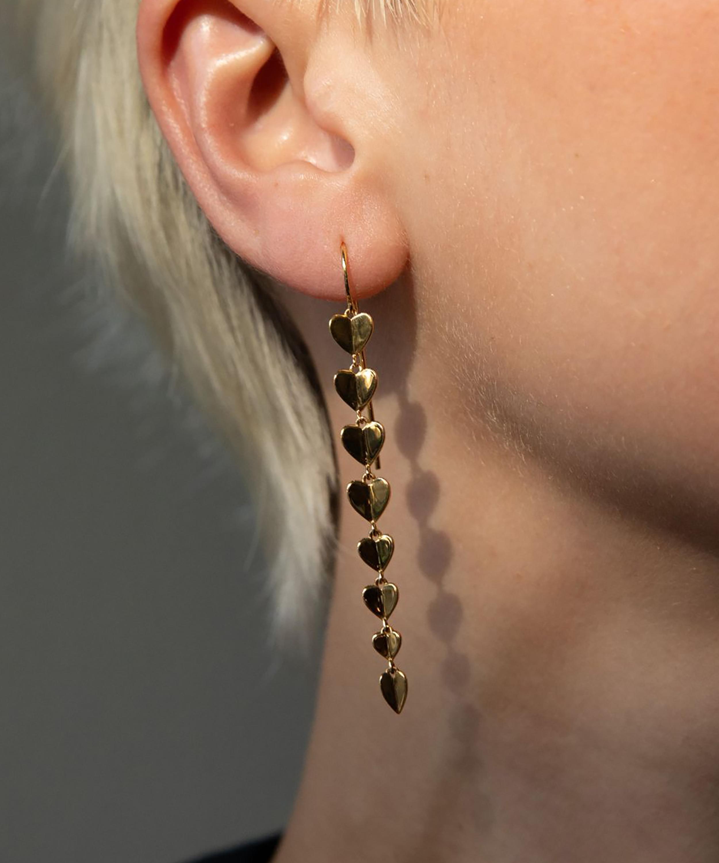 Dinny Hall - 22ct Gold-Plated Vermeil Silver Folded Heart Column Drop Earrings image number 2