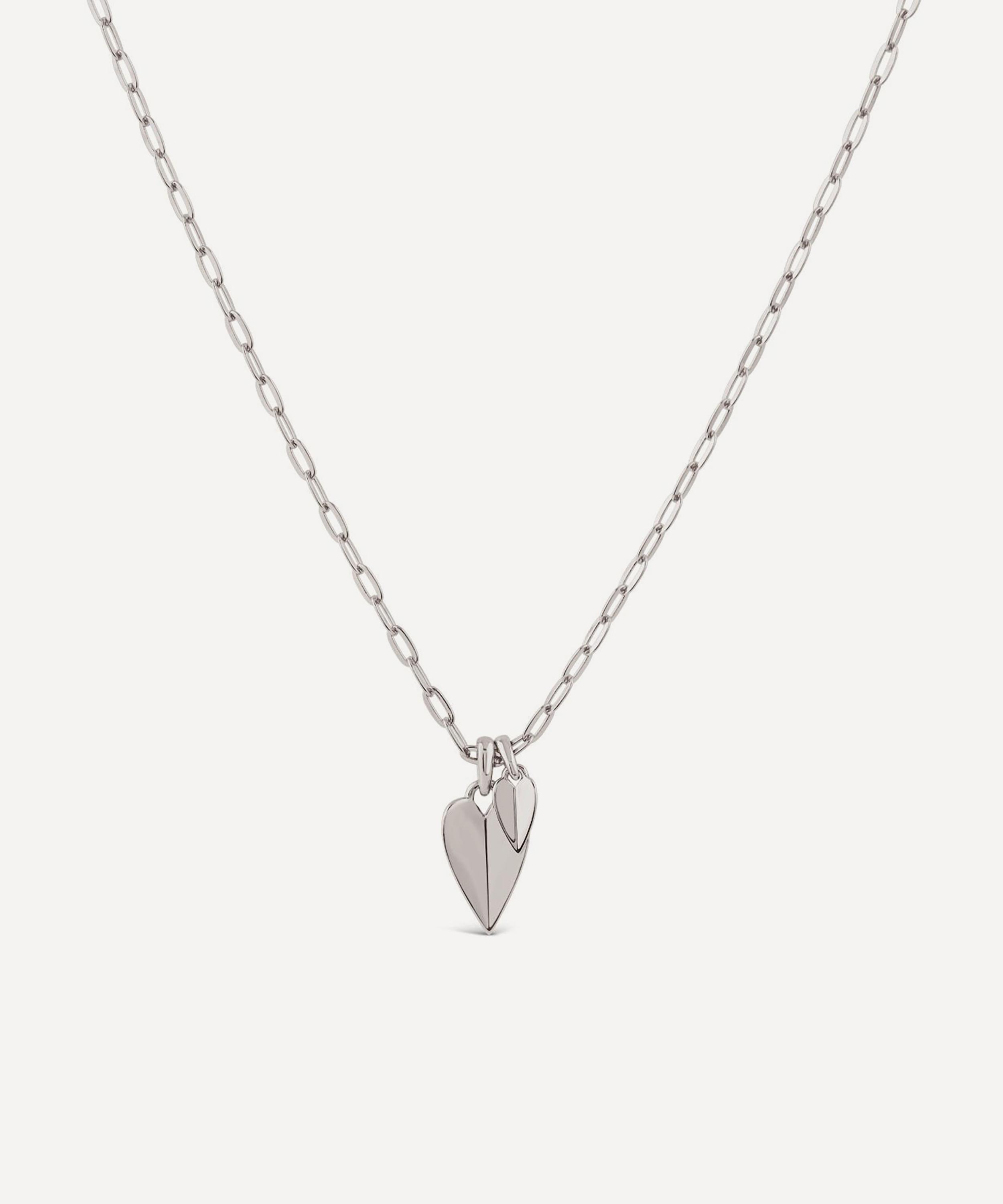 Dinny Hall - Sterling Silver Folded Heart Duo Pendant Necklace image number 0