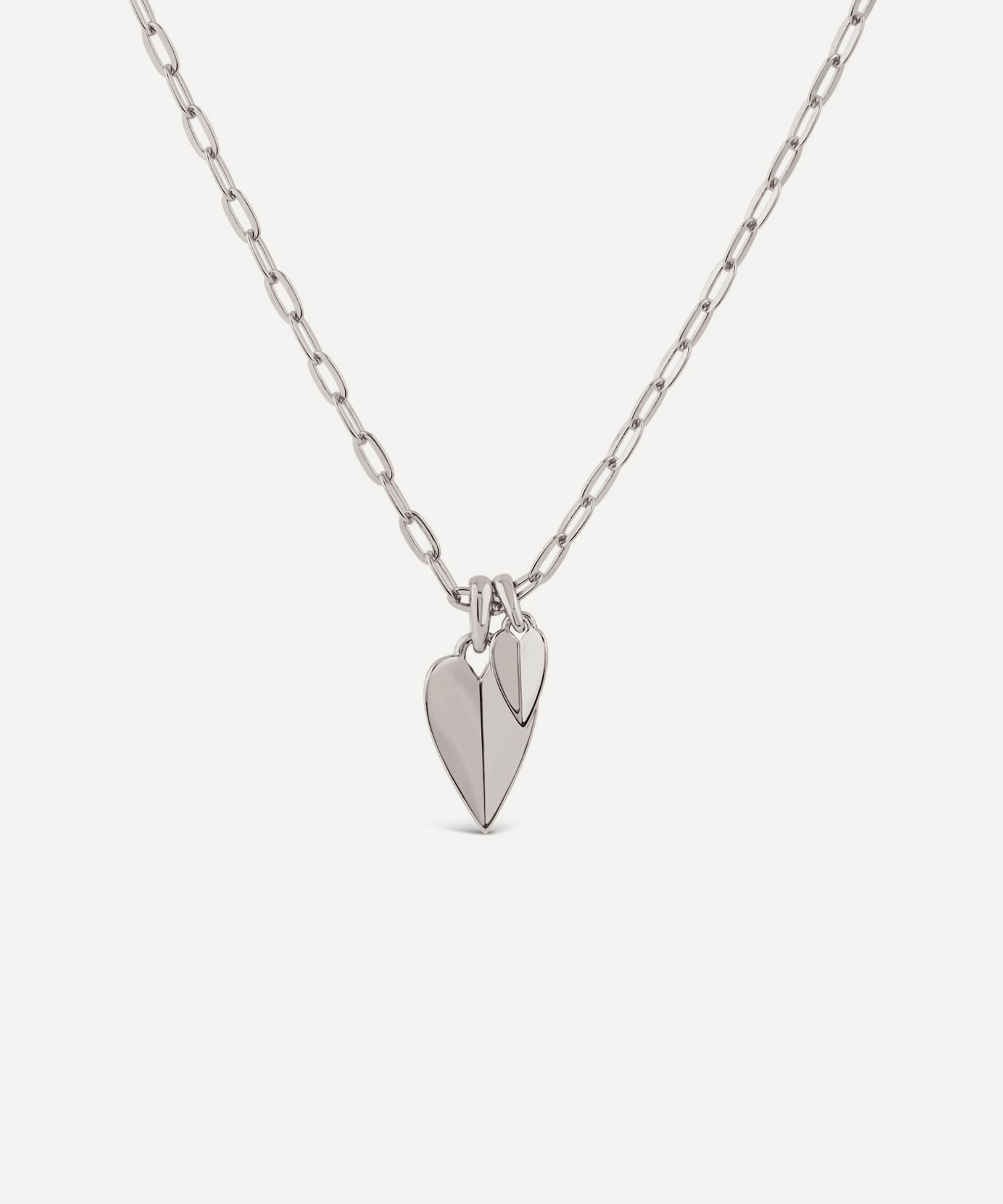 Dinny Hall - Sterling Silver Folded Heart Duo Pendant Necklace image number 2