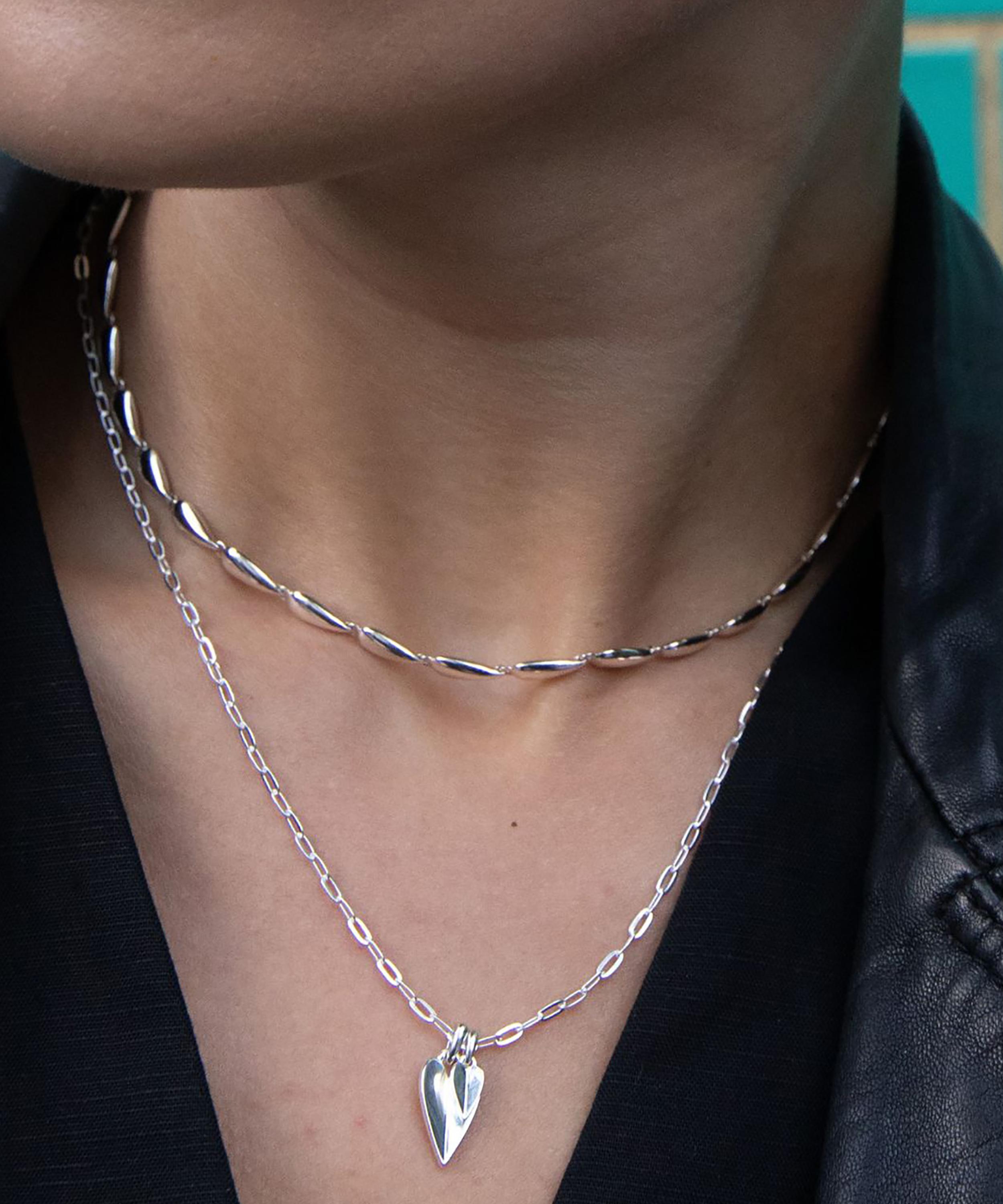 Dinny Hall - Sterling Silver Folded Heart Duo Pendant Necklace image number 1