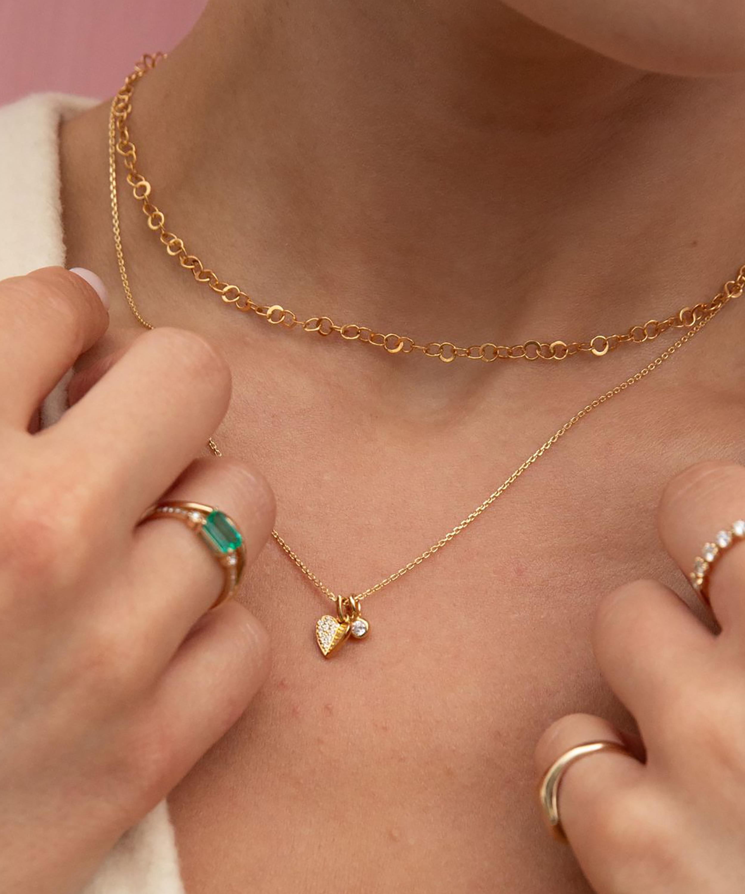 Dinny Hall - 9ct Gold Folded Heart Diamond Duo Pendant Necklace image number 1