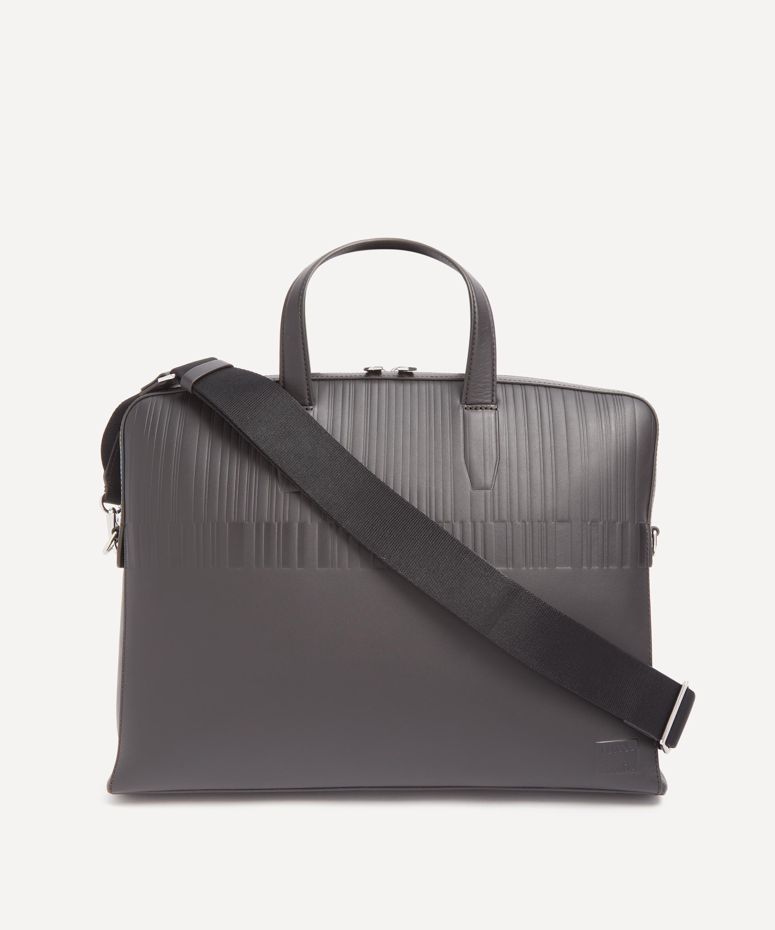 Paul Smith - Shadow Stripe Debossed Leather Briefcase image number 0