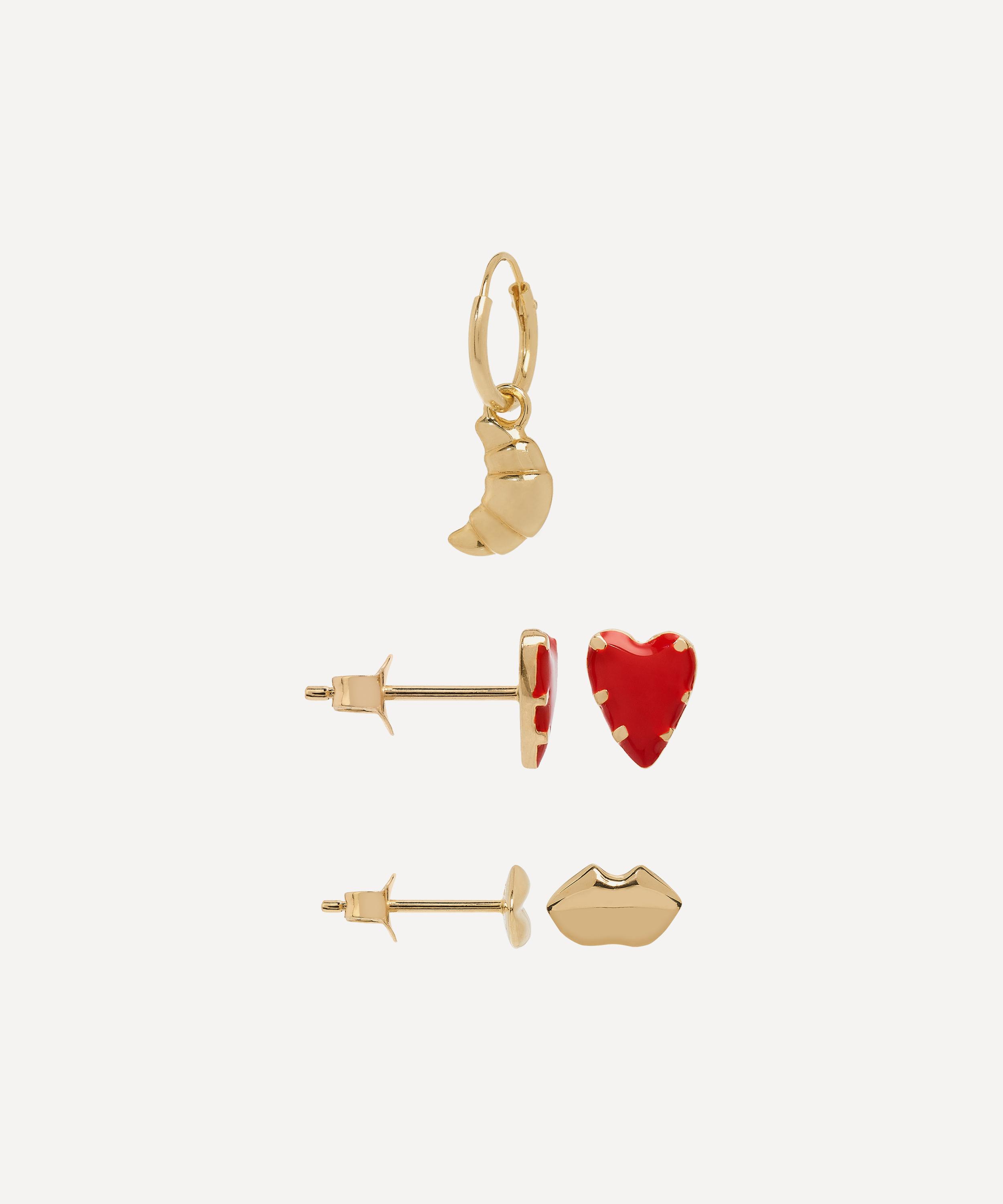 Anna + Nina - 14ct Gold-Plated Bisou Earring Set