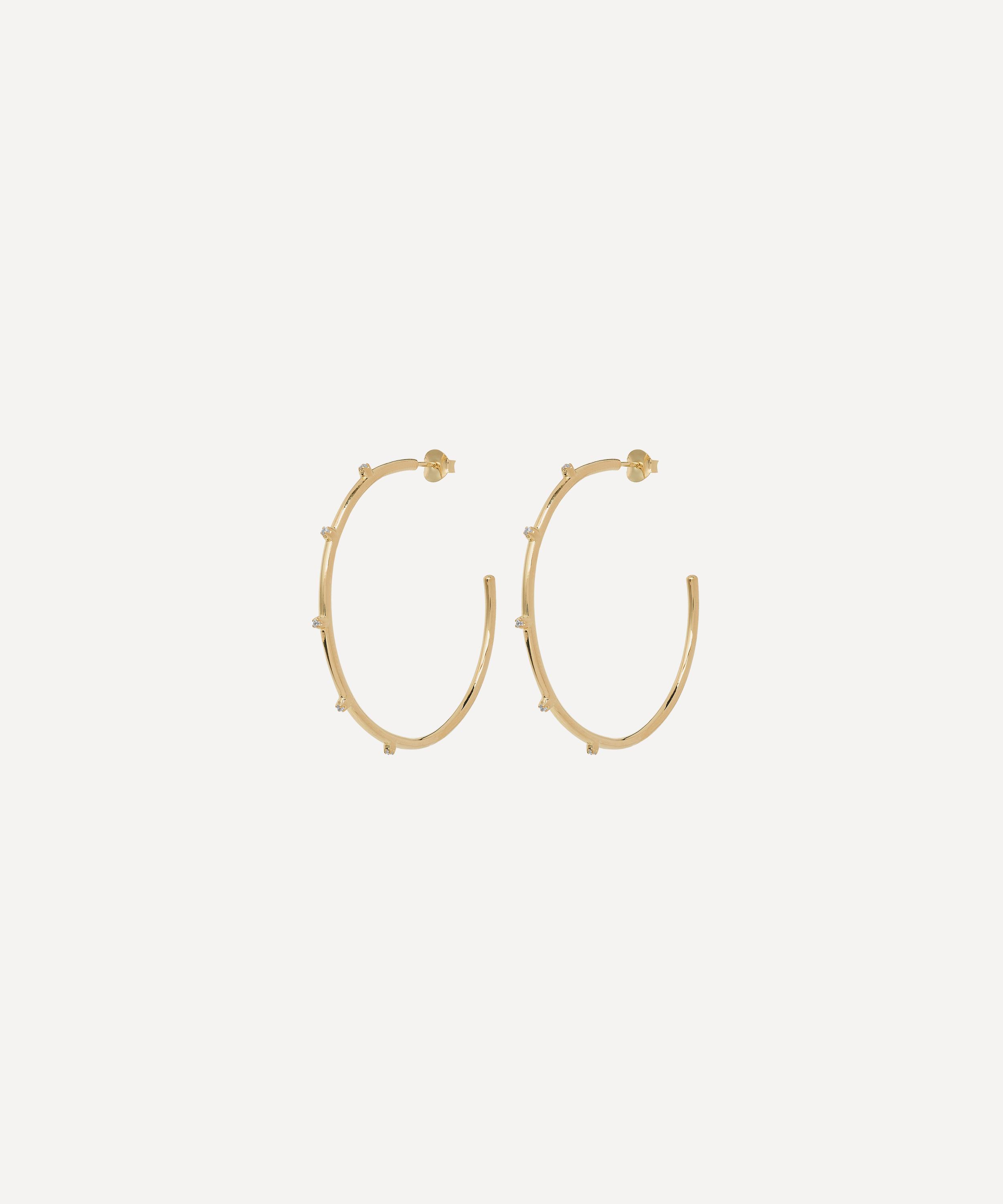 Anna + Nina - 14ct Gold-Plated Large Lumiere Hoop Earrings image number 0