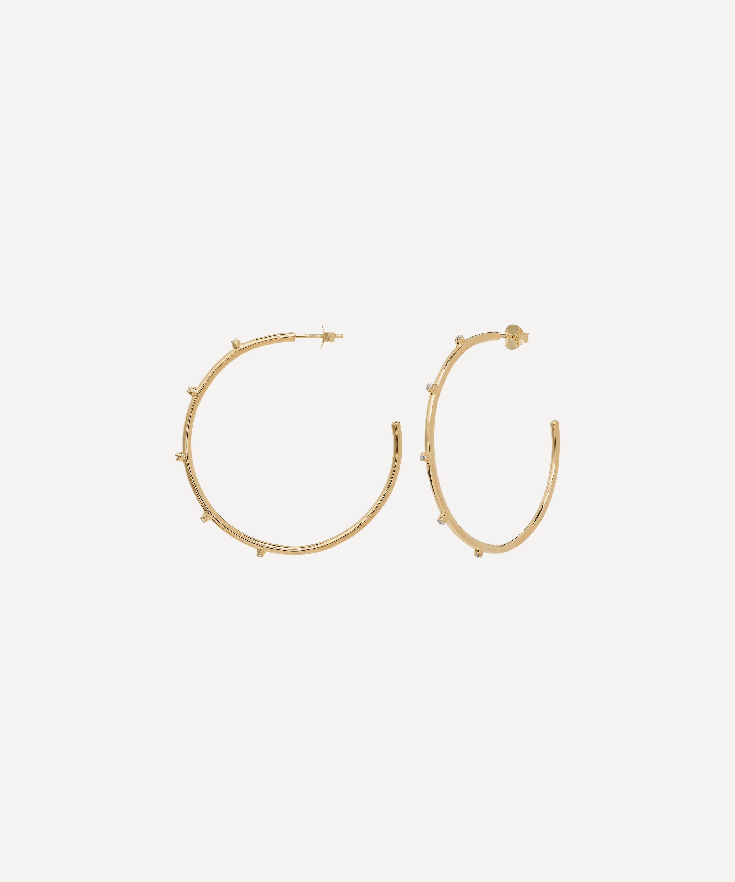 Anna + Nina - 14ct Gold-Plated Large Lumiere Hoop Earrings image number 1