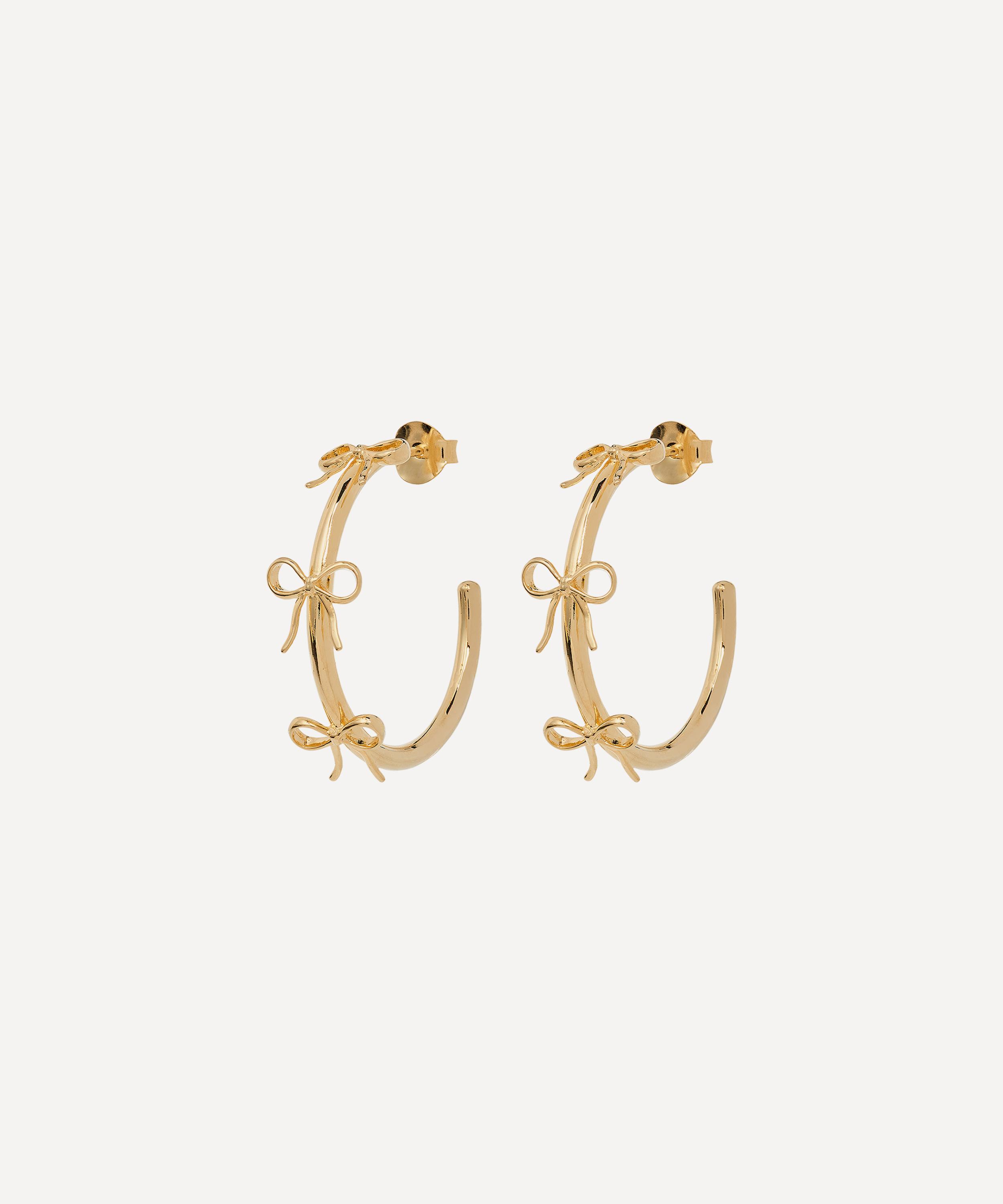 Anna + Nina - 14ct Gold-Plated Big Bow Hoop Earrings image number 0