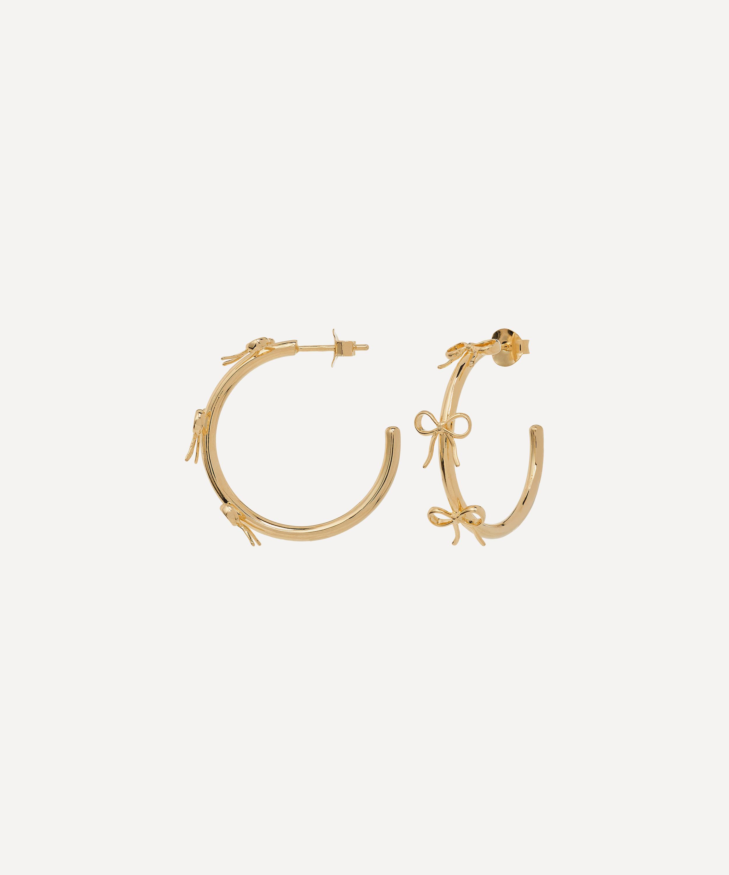 Anna + Nina - 14ct Gold-Plated Big Bow Hoop Earrings image number 1