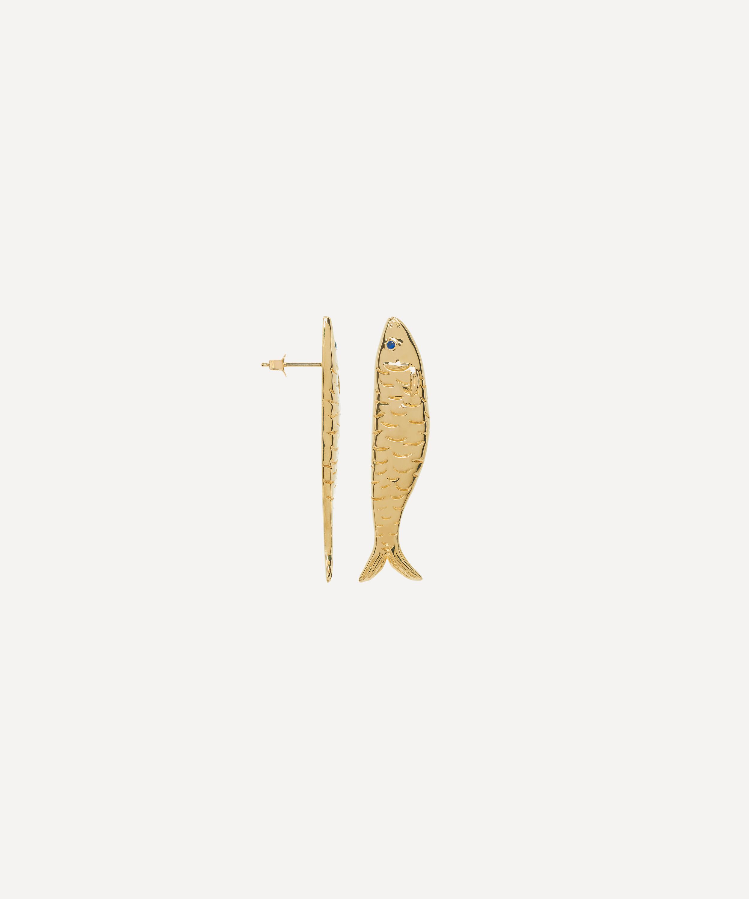 Anna + Nina - 14ct Gold-Plated Single Sardine Stud Earring image number 0