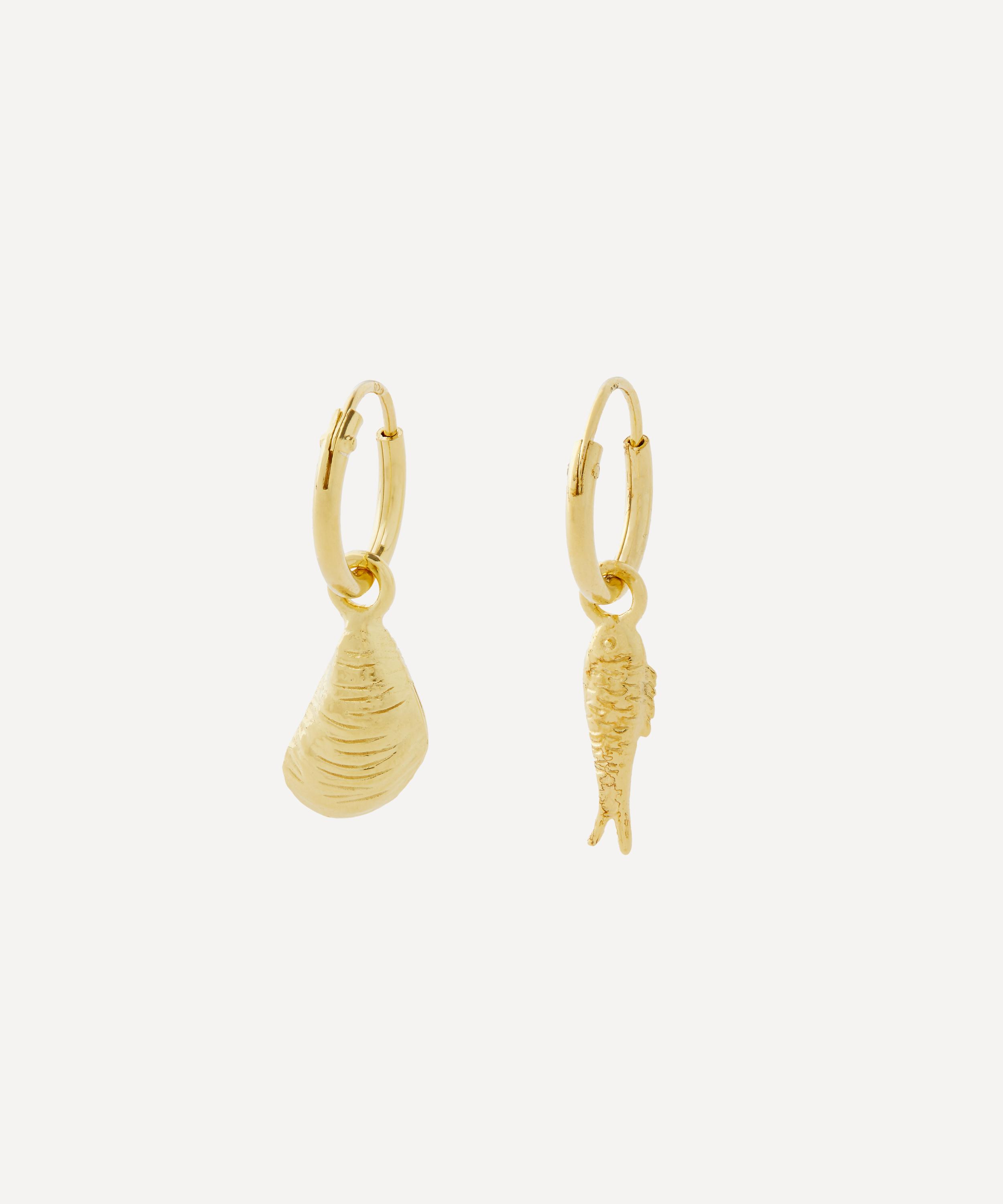 Anna + Nina - Gold-Plated Sardine And Mussel Earrings