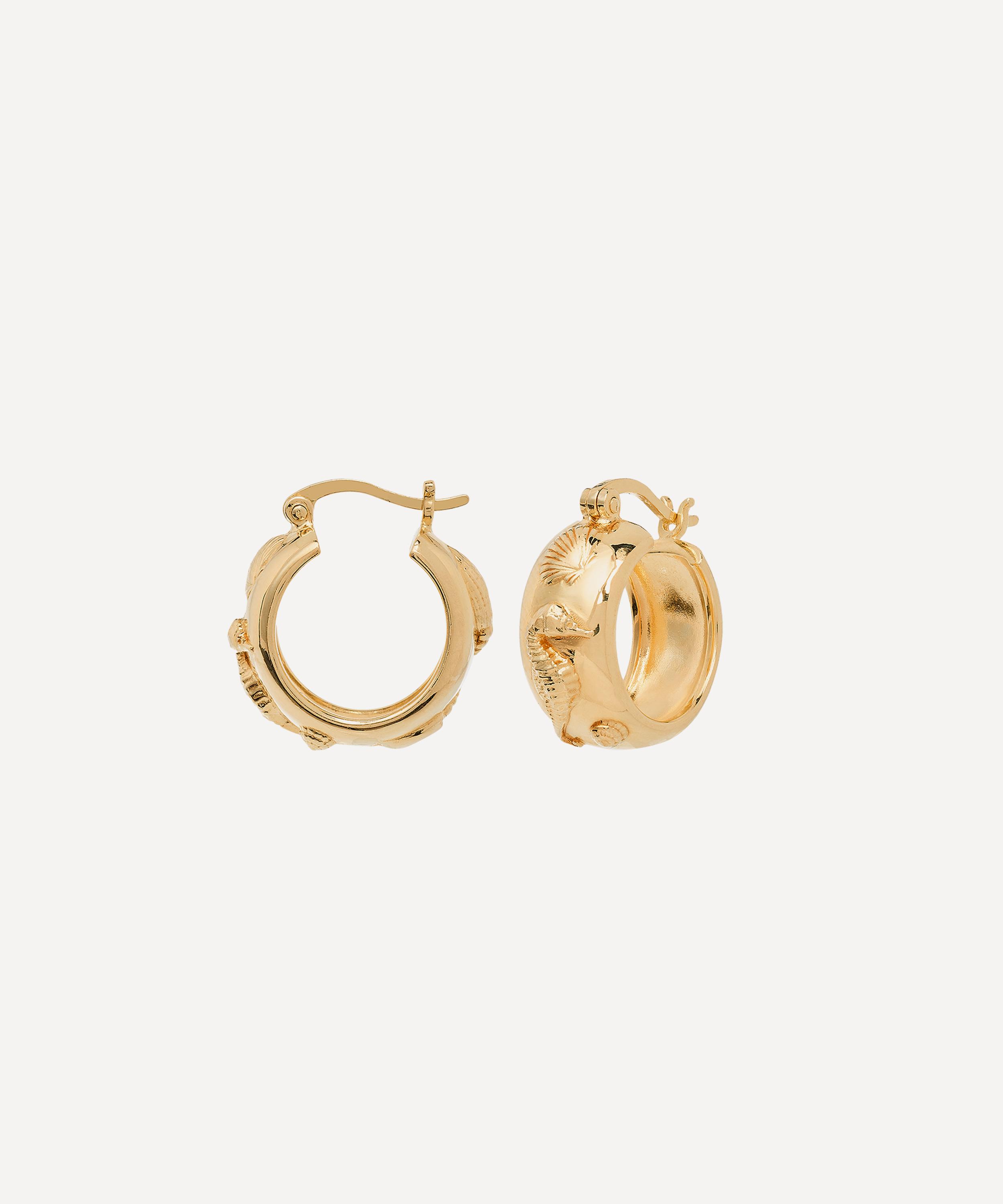 Anna + Nina - 14ct Gold-Plated Sable Hoop Earrings image number 1