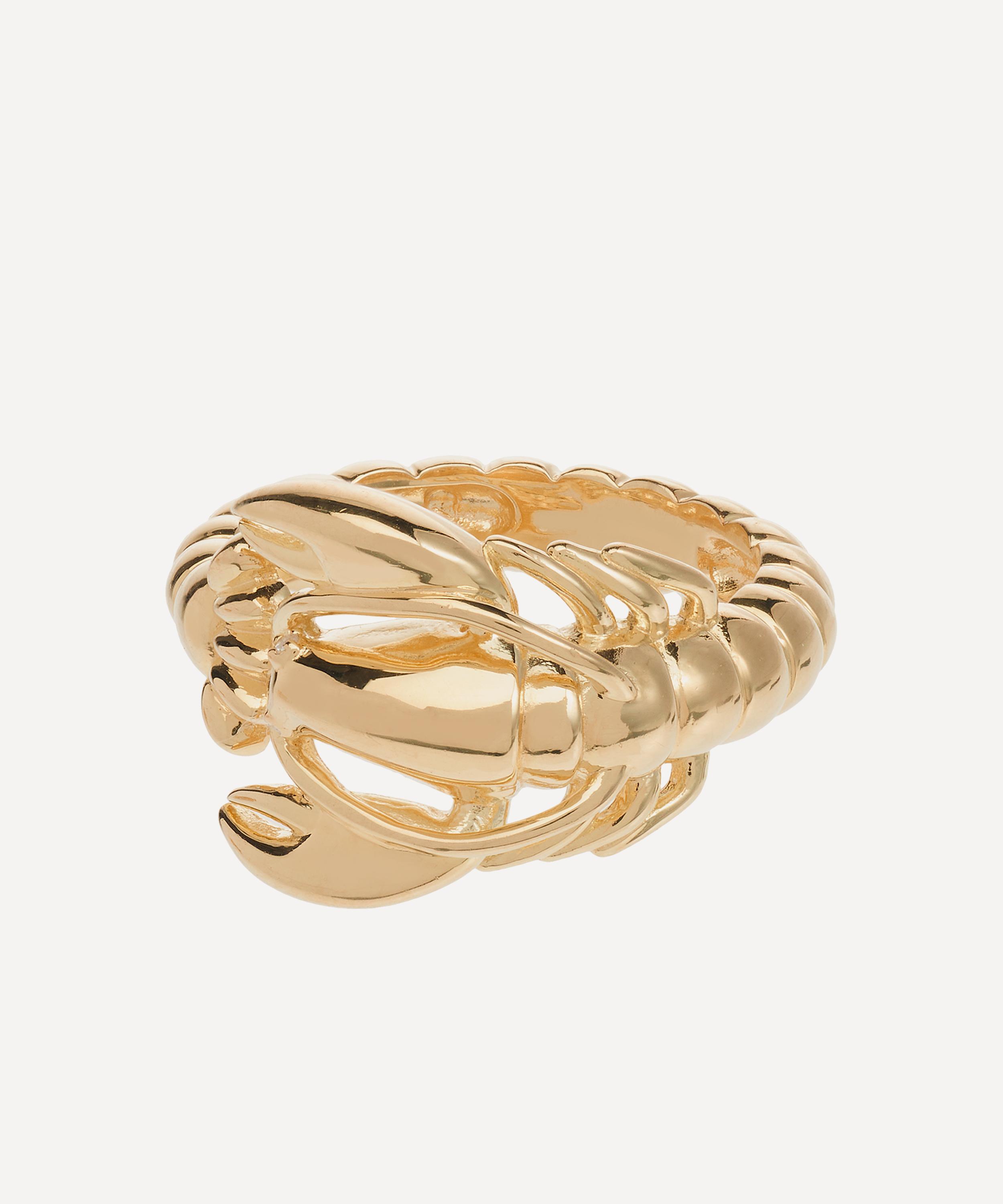 Anna + Nina - 14ct Gold-Plated Lobster Ring image number 0