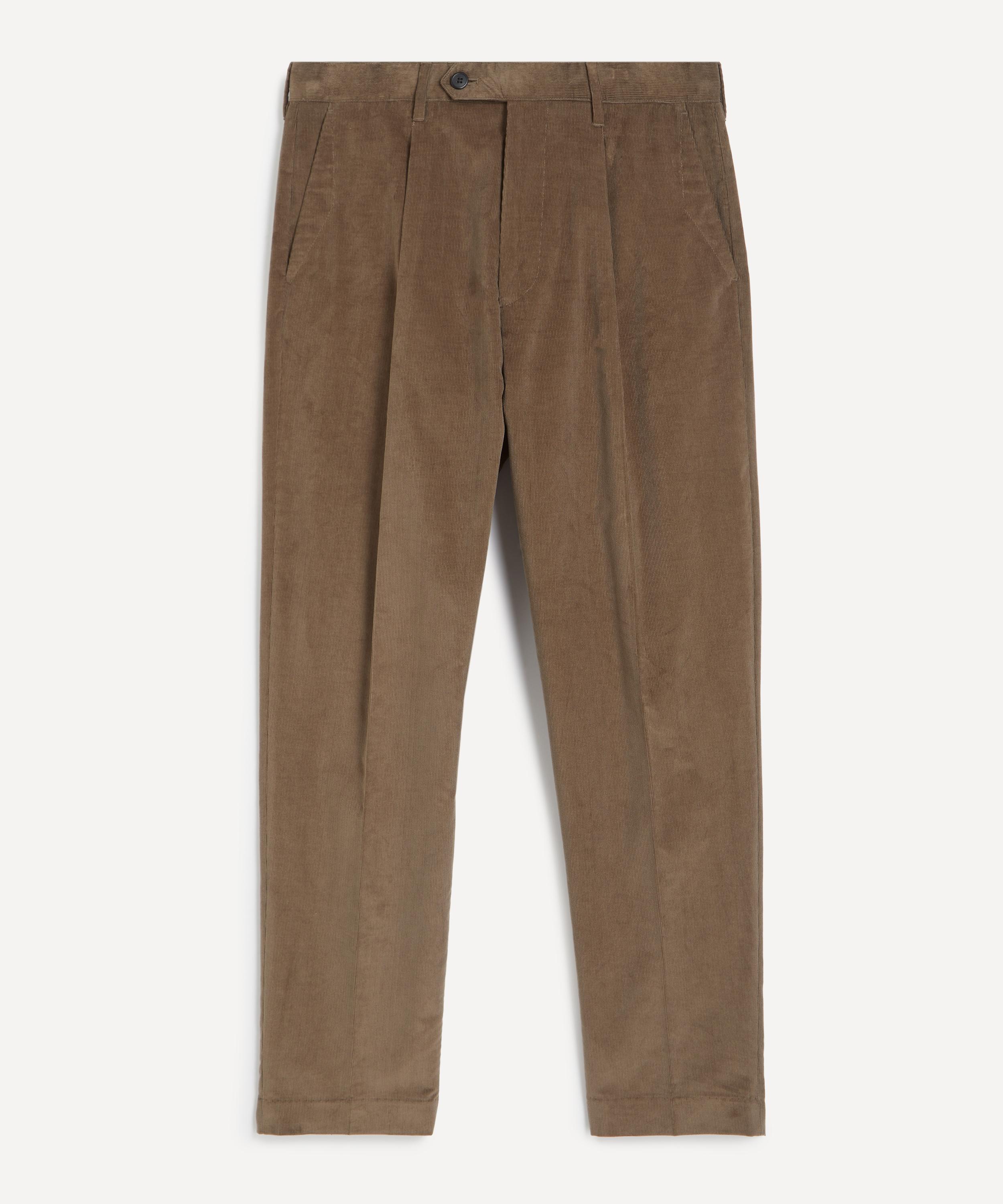 Paul Smith - Tapered-Fit Fawn Pleated Corduroy Trousers image number 0