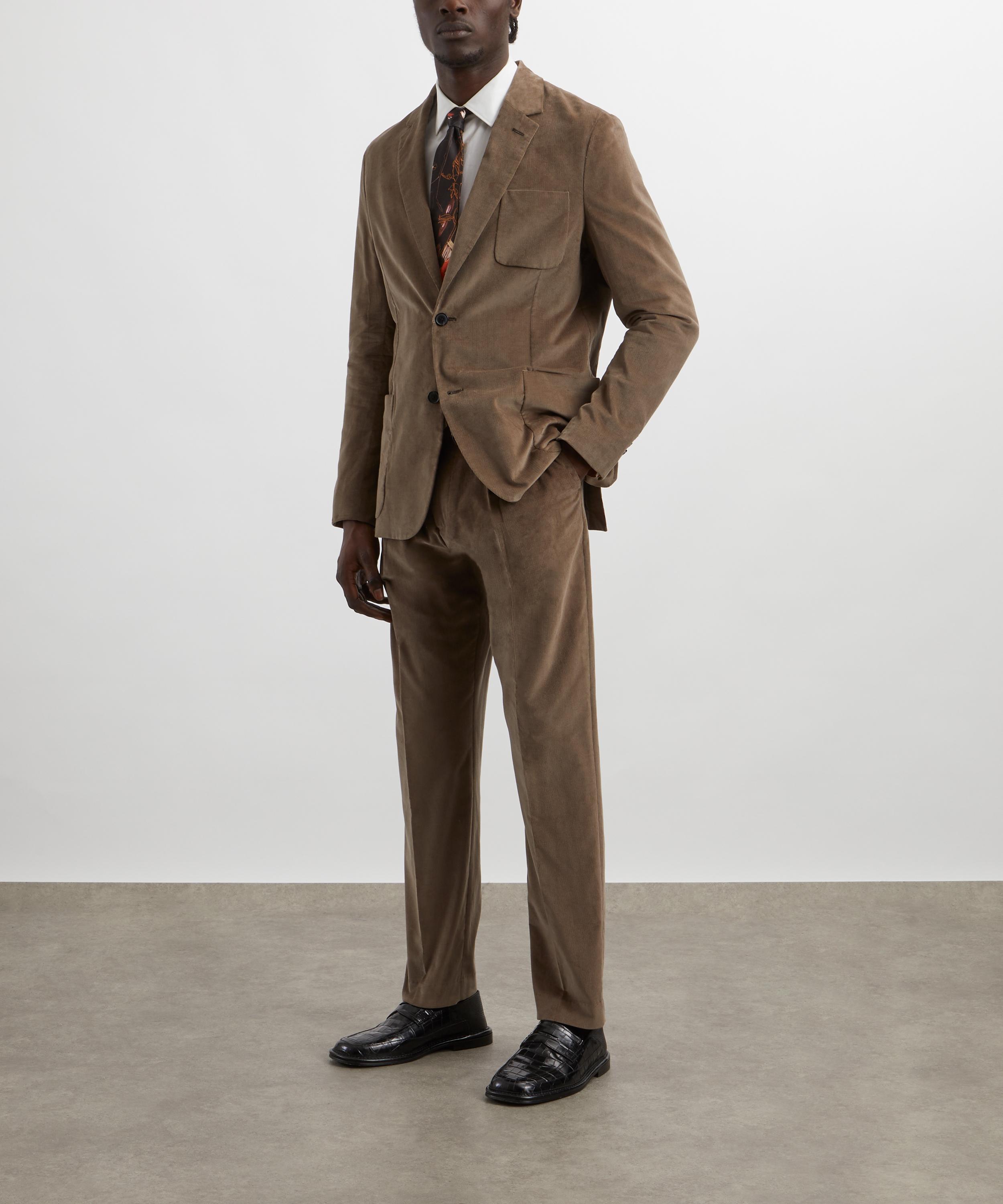 Paul Smith - Tapered-Fit Fawn Pleated Corduroy Trousers image number 1