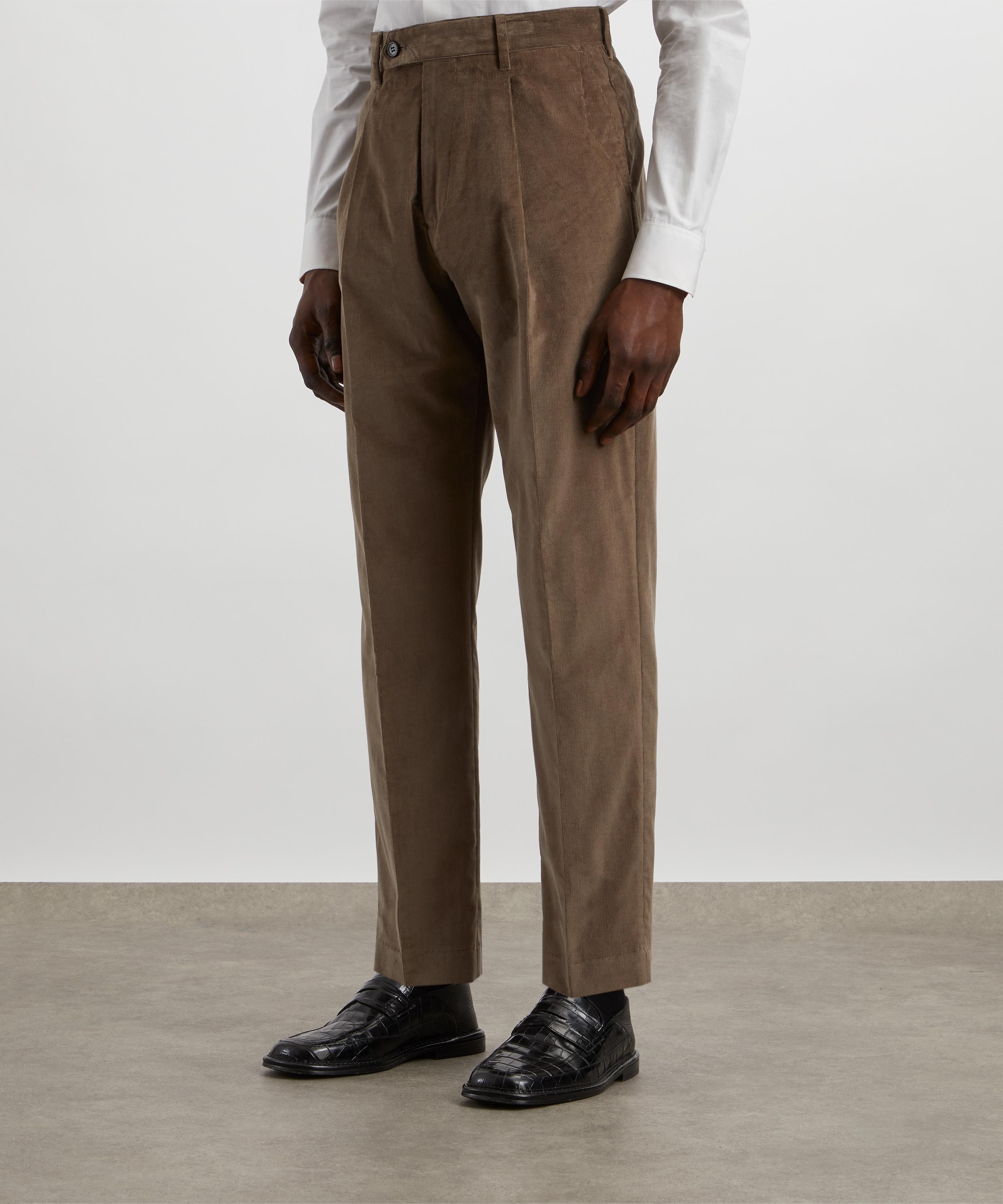 Paul Smith - Tapered-Fit Fawn Pleated Corduroy Trousers image number 2