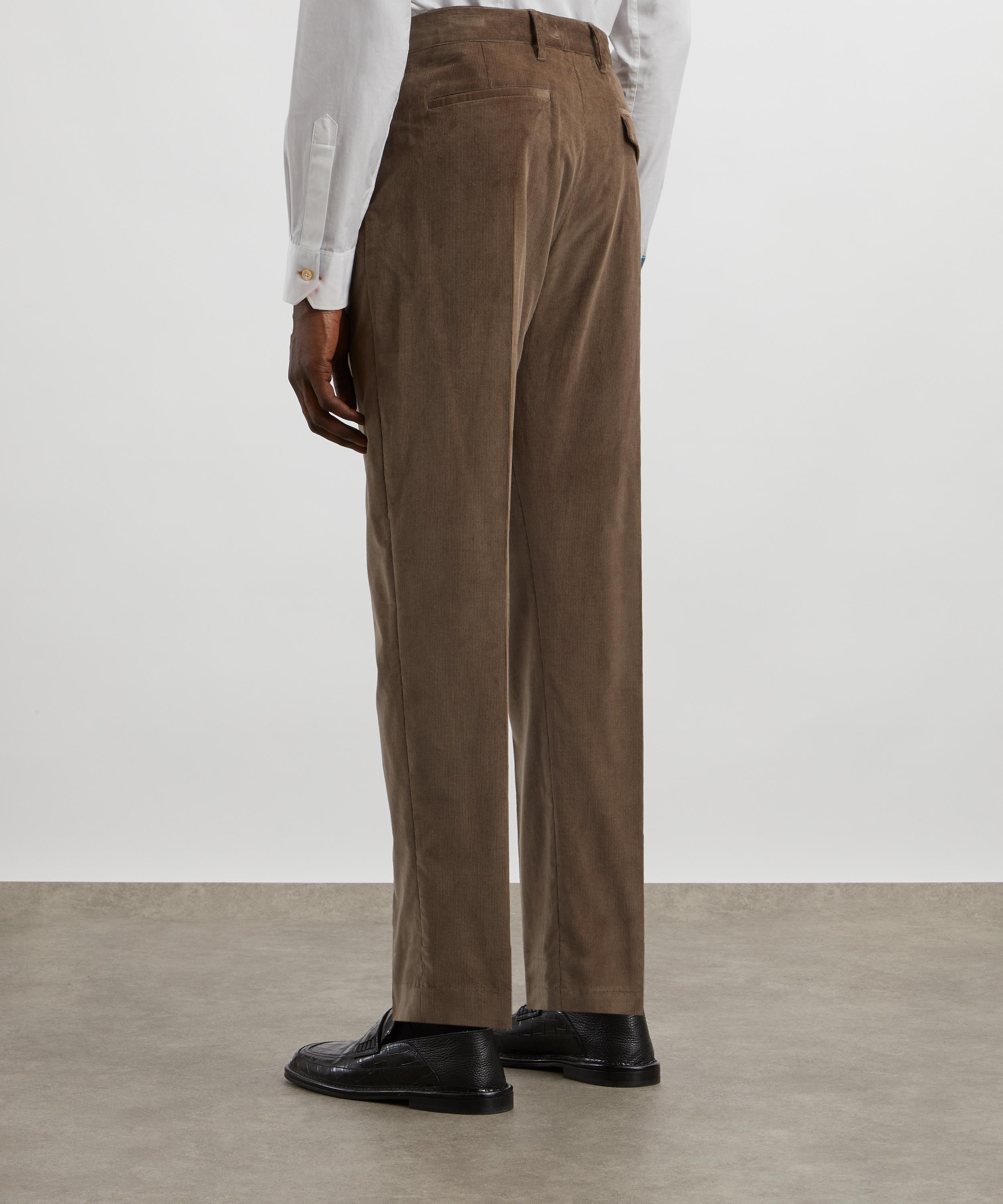 Paul Smith - Tapered-Fit Fawn Pleated Corduroy Trousers image number 3