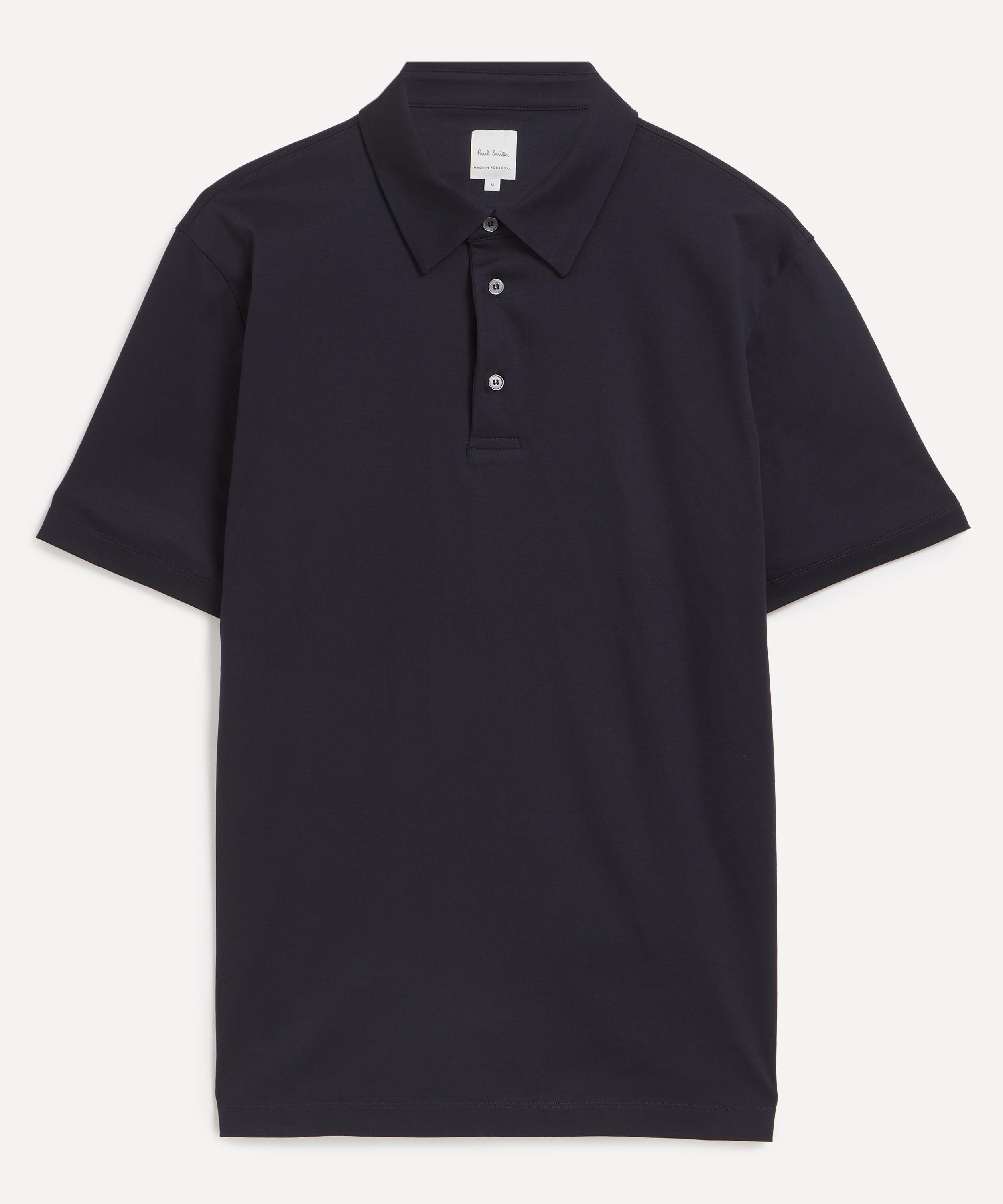 Paul Smith - Navy Cotton ‘Artist Stripe’ Placket Polo Shirt image number 0