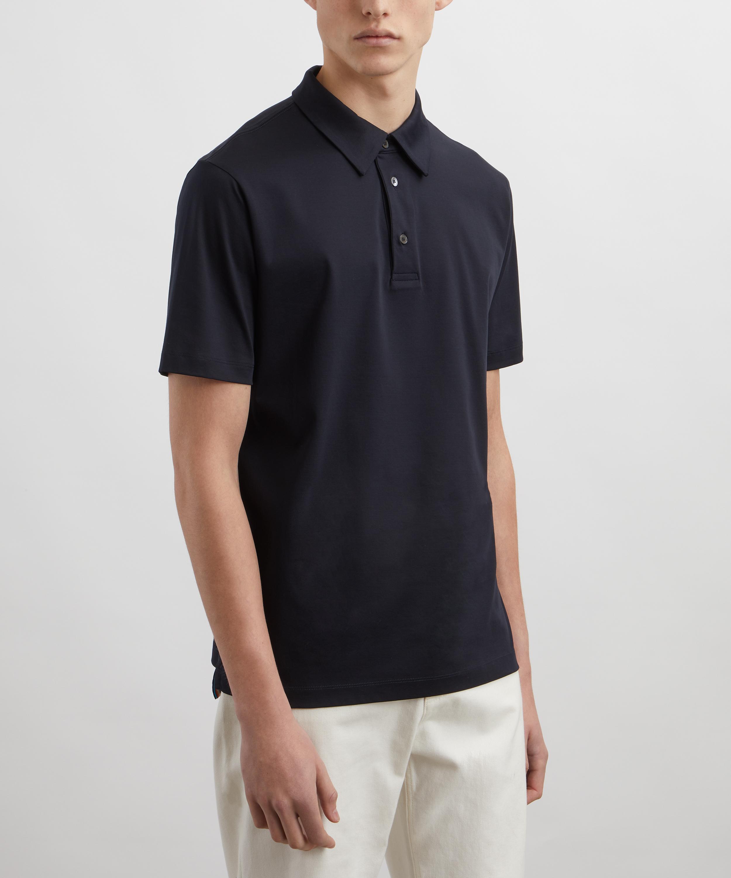 Paul Smith Mens Navy Cotton Artist Stripe Placket Polo Shirt