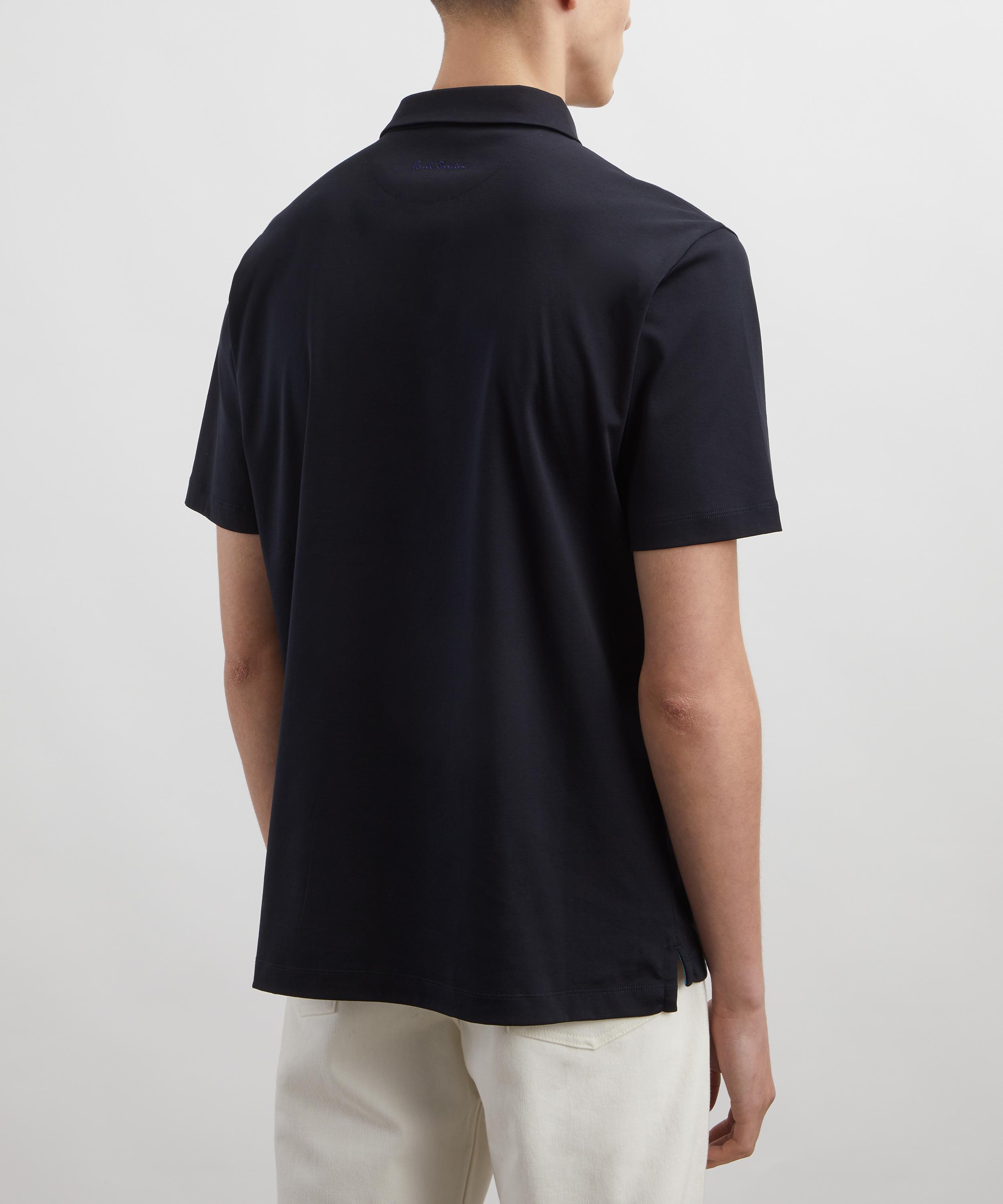 Paul Smith - Navy Cotton ‘Artist Stripe’ Placket Polo Shirt image number 3